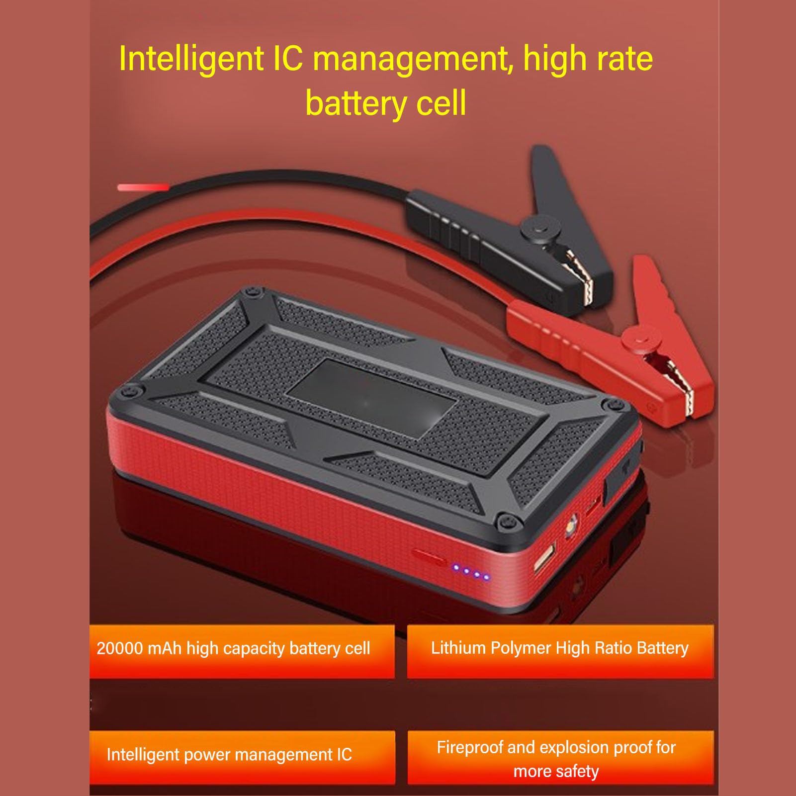 Avviatore di Emergenza per Batteria per Auto, Pacco Batteria Portatile per Avviamento di Emergenza per Auto 12V 20000mAh, Jump Box Avviatore di Emergenza per Batteria per Auto