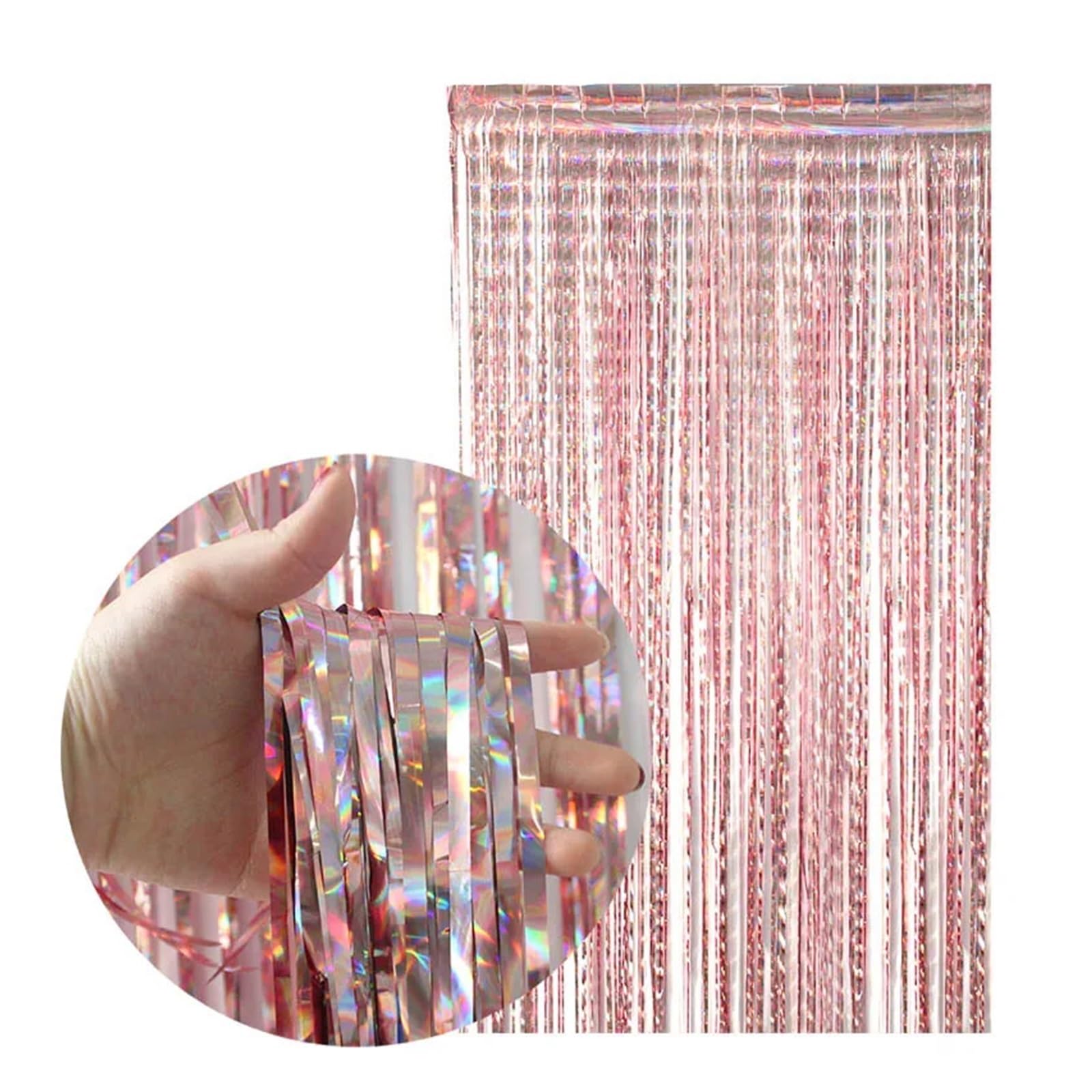 Paquete de 50 cortinas papel aluminio, telón fondo, con flecos plateado for cumpleaños y bodas Para Hogar(Silver)