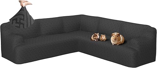 Miniatura 23 de Fundas para sofá seccional en forma de L de ROFASVCO, funda de sofá de 1 pieza elástica, antideslizante, lavable, funda de sofá de forro polar