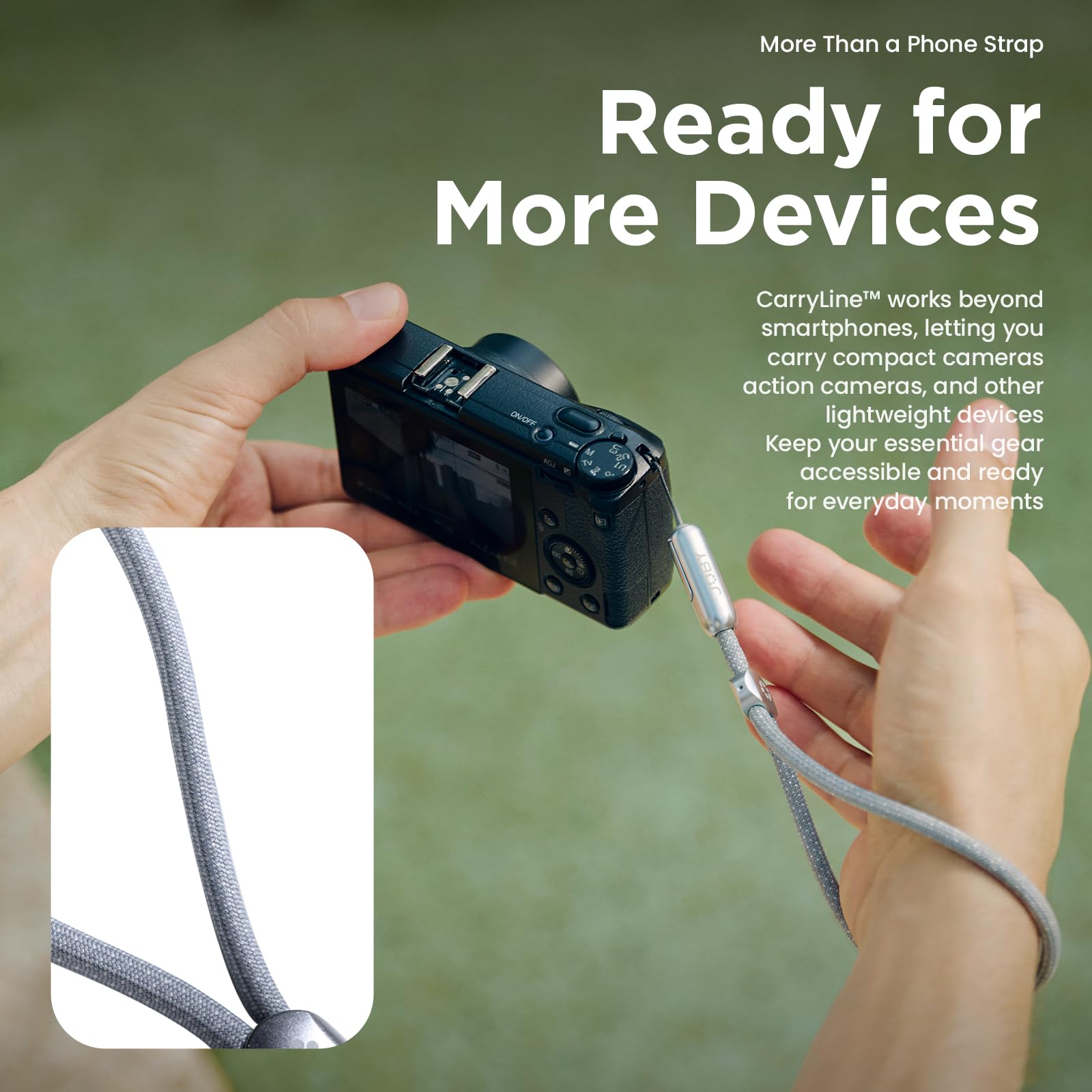 Joby CL04 MagBean Dragonne de téléphone à dégagement rapide avec curseur de verrouillage, capacité de charge de 10 kg, corde résistante à l'usure de 6 mm, sangle antivol anti-chute, design pour iPhone