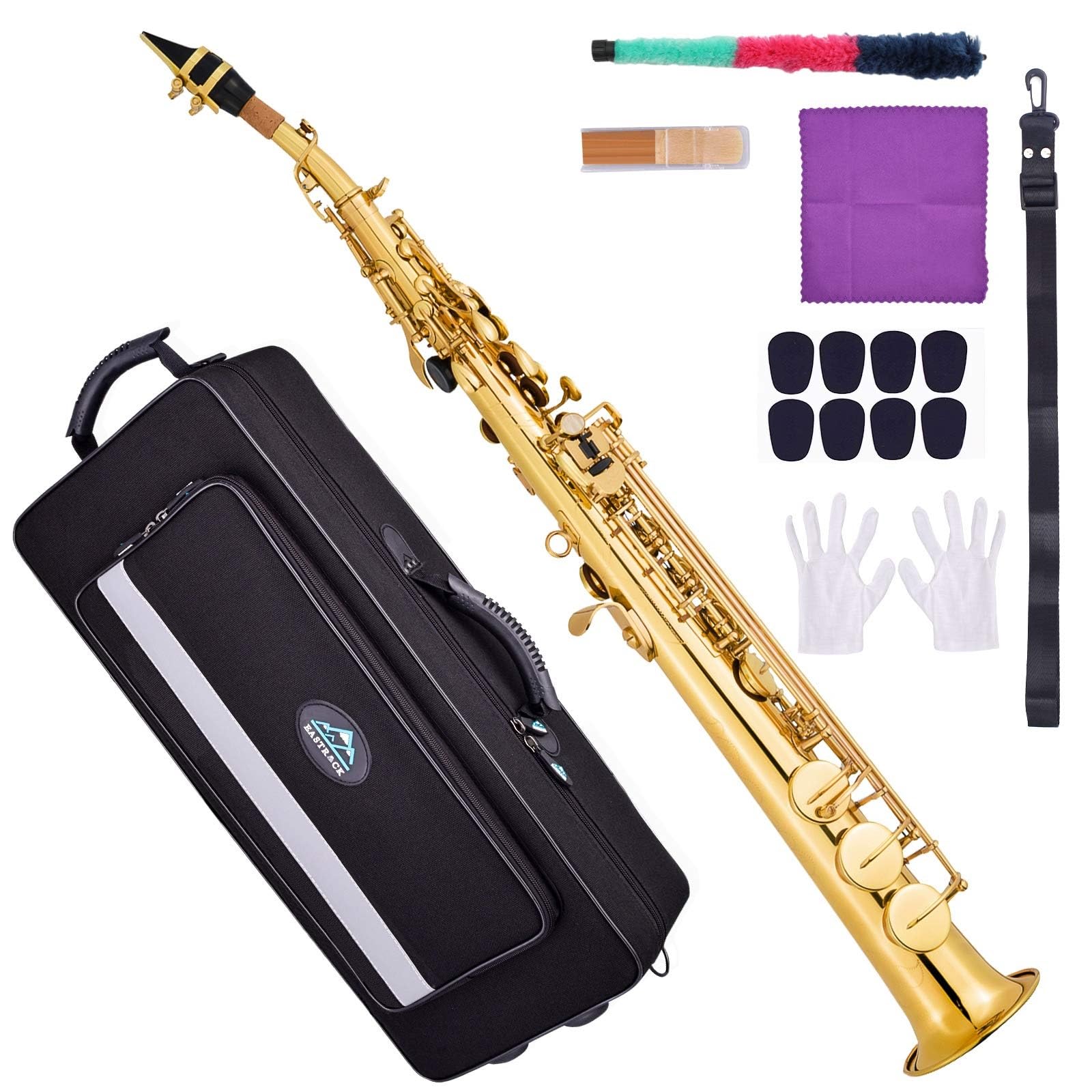 Amazon.com: EASTROCK Bb Soprano Saxophone Straight Gold Laquer Sax