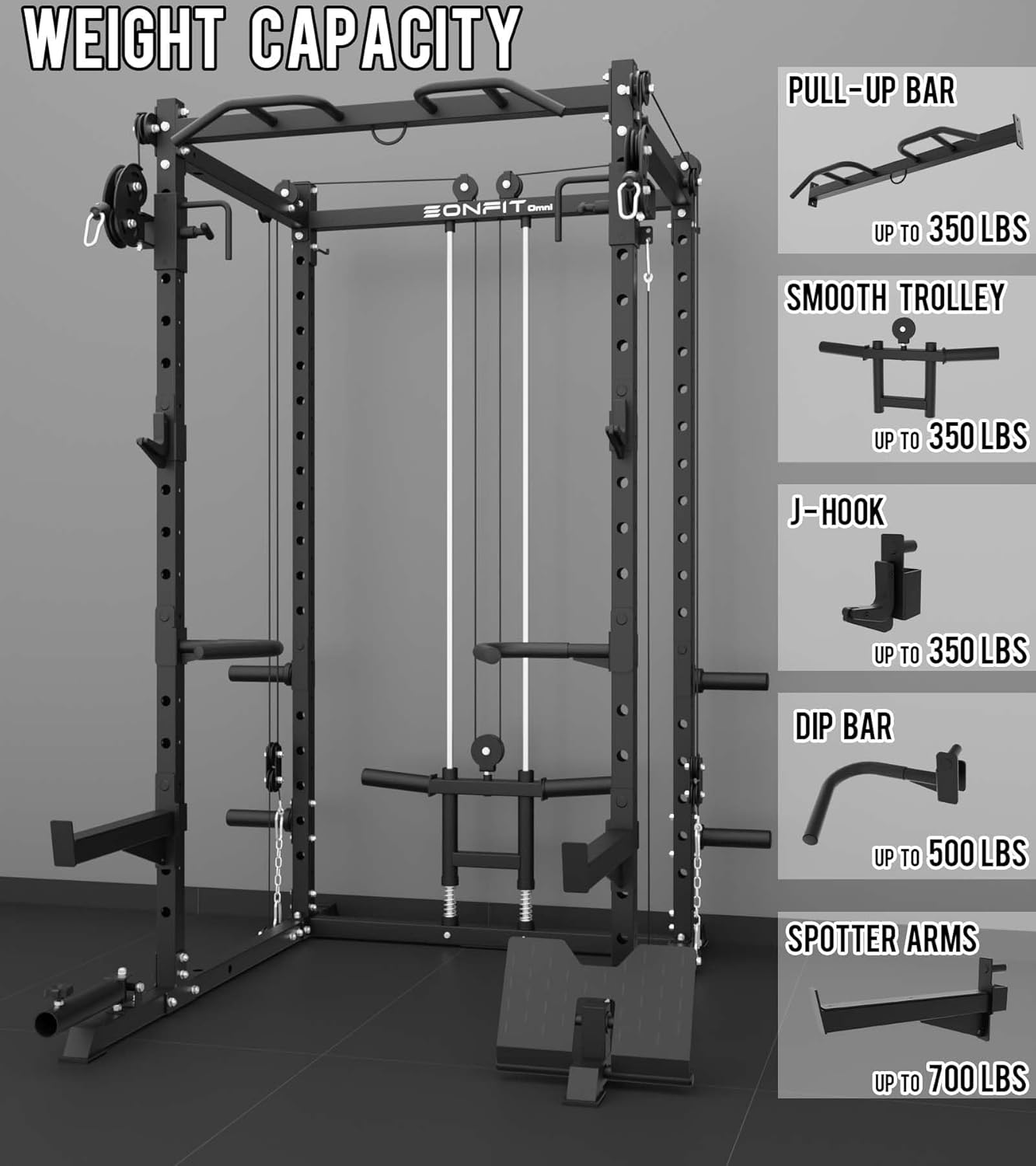 EonfitOmni Eonfit E2 Power Cage – 1500LB Capacity with Cable Crossover System - Image 4