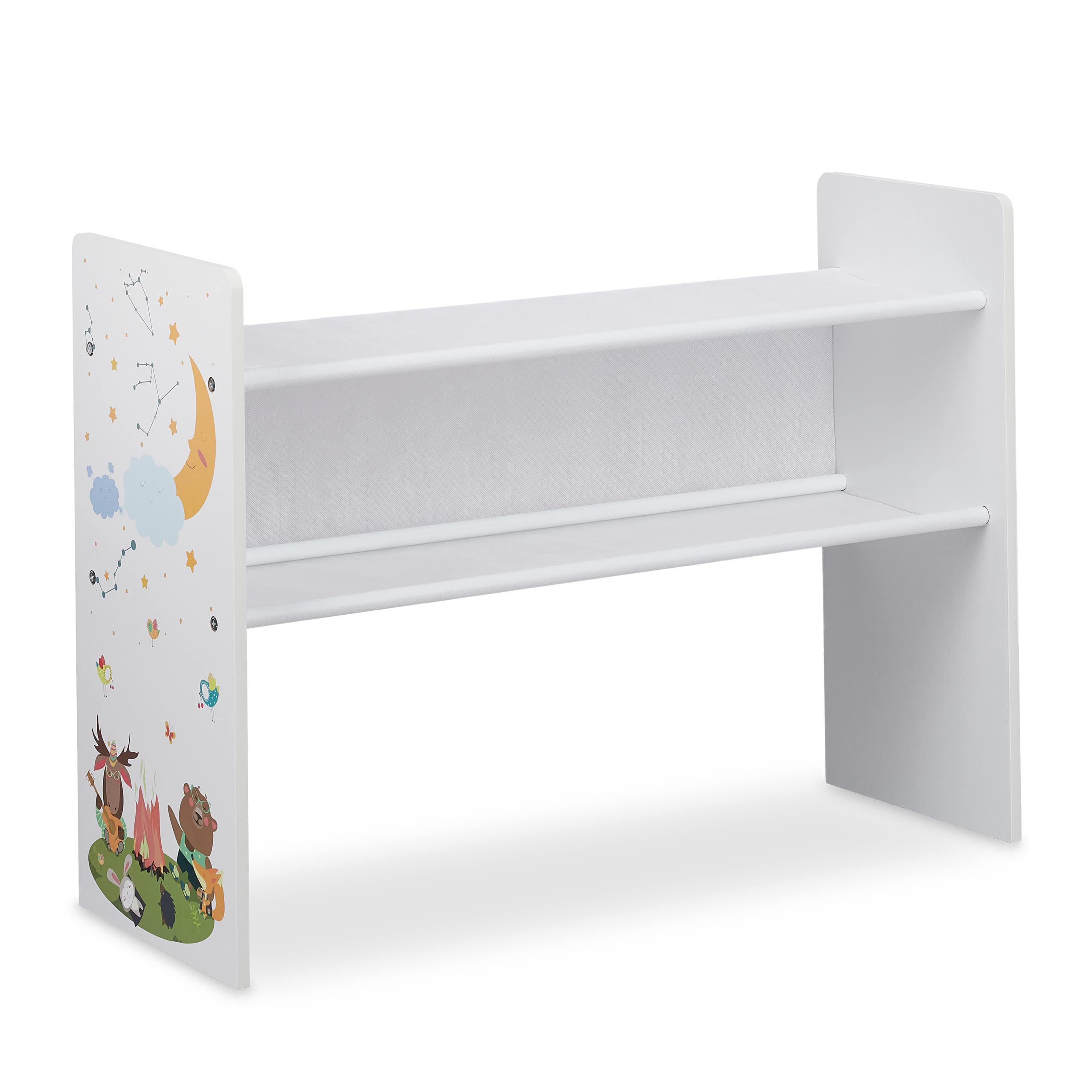 Relaxdays Scaffale Porta Giochi con 9 Scatole di Stoffa, Immagine di Un Falò, Organizer, 66 x 82,5 x 29,5 cm, Colorato