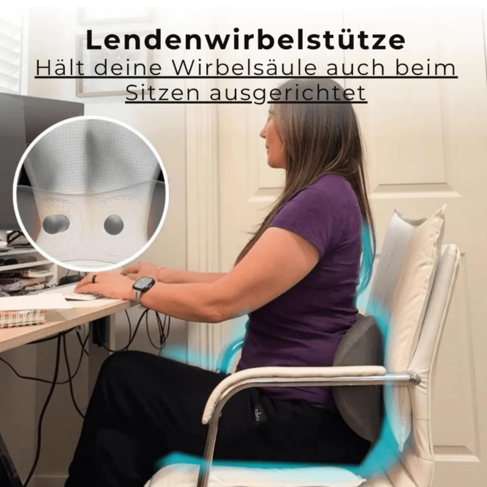 ergopur 3-Zonen Ergoflow Tiefenmassagegerät – 3-in-1 Rückenmassagegerät mit Wärme, Vibration & Dehnung, Tragbares Massagegerät für Nacken & Schultern zur Entspannung (Dunkelgrau)