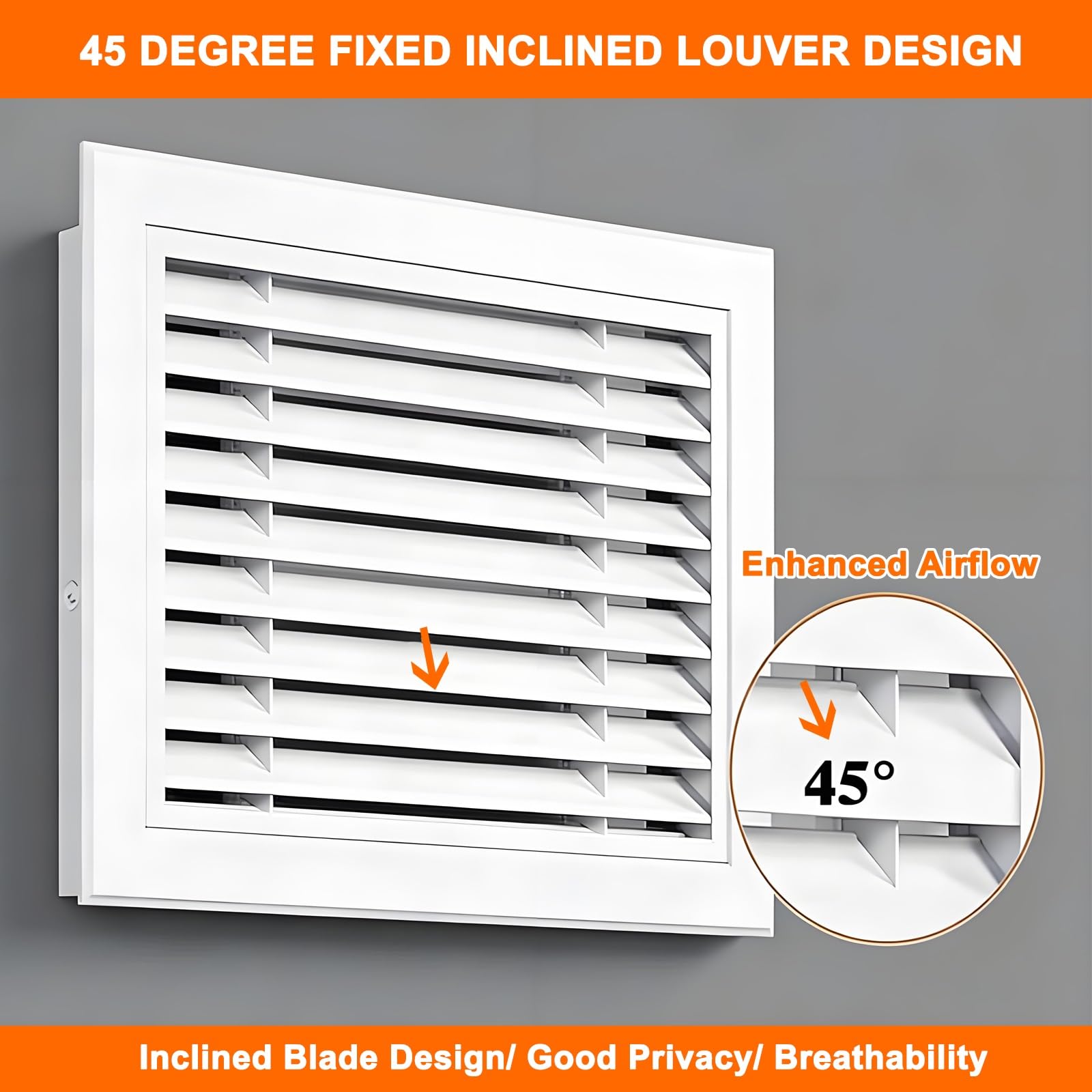Aluminium-Rückluftgitter mit abnehmbarem Filternetz, 45 Grad, feste Lüftungsschlitzabdeckung für Deckenwand, Badezimmer, Wohnmobil, Dachbodensysteme, 15,2 x 15,2 cm, Schwarz