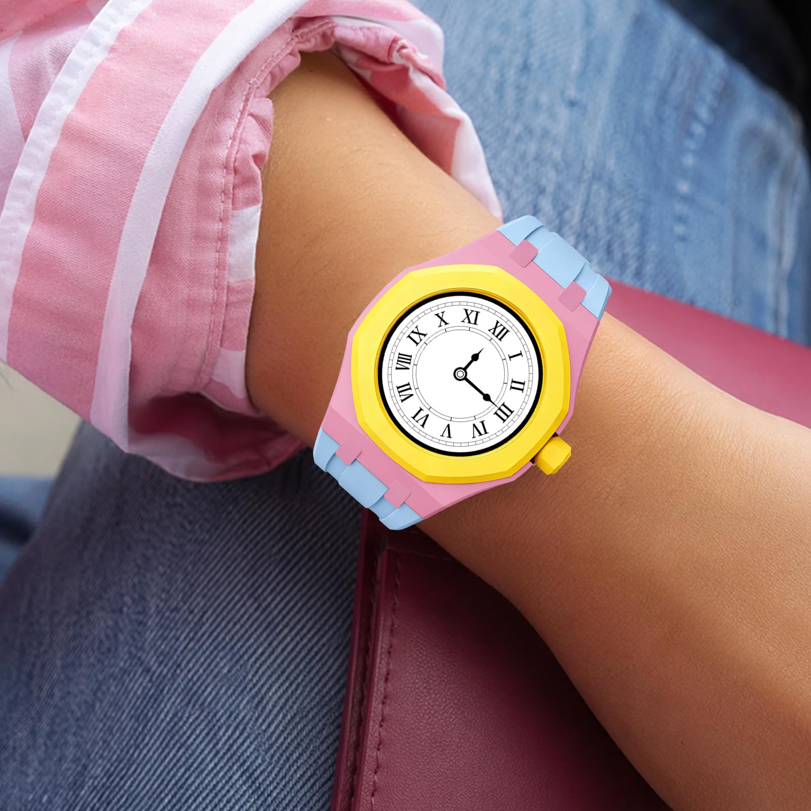 Kremowe etui z silikonowym paskiem do zegarków Swatch X Royal Pop | OCHRONA ANTY-SCRATCH - Odporne na uderzenia i zużycie etui, które ochroni Twój zegarek Swatch X Royal Pop