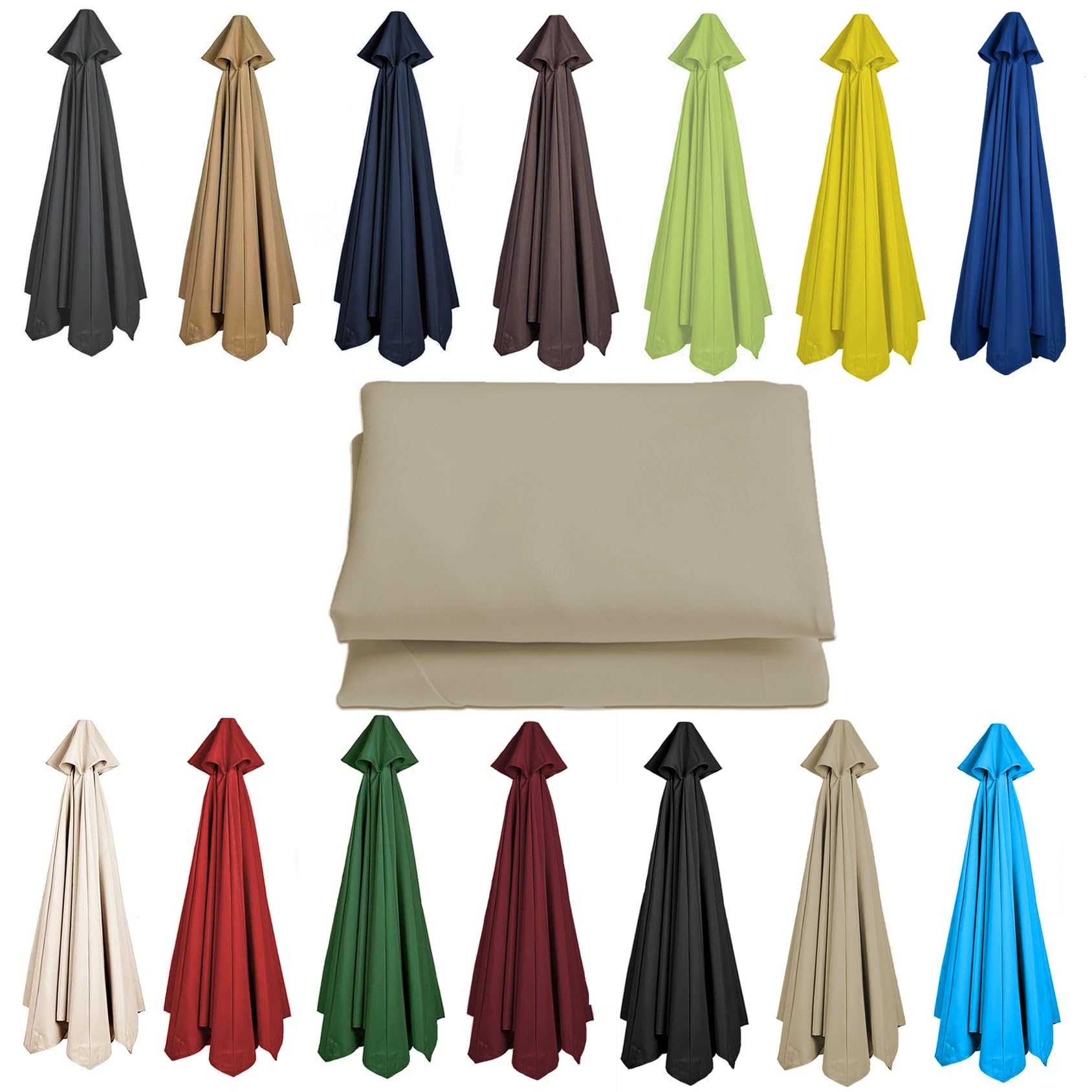Cmjymx Top Color 200Cm 2.7M 300Cm Umbrella Replacement Parasol Canopy, Uv50+, Waterproof, 6/8 Ribs Sun Umbrella Replacement Cloth Garden Canopy Cover Replacement Cover(Color:,Size:8 Ribs-2.7M(8.8Ft))