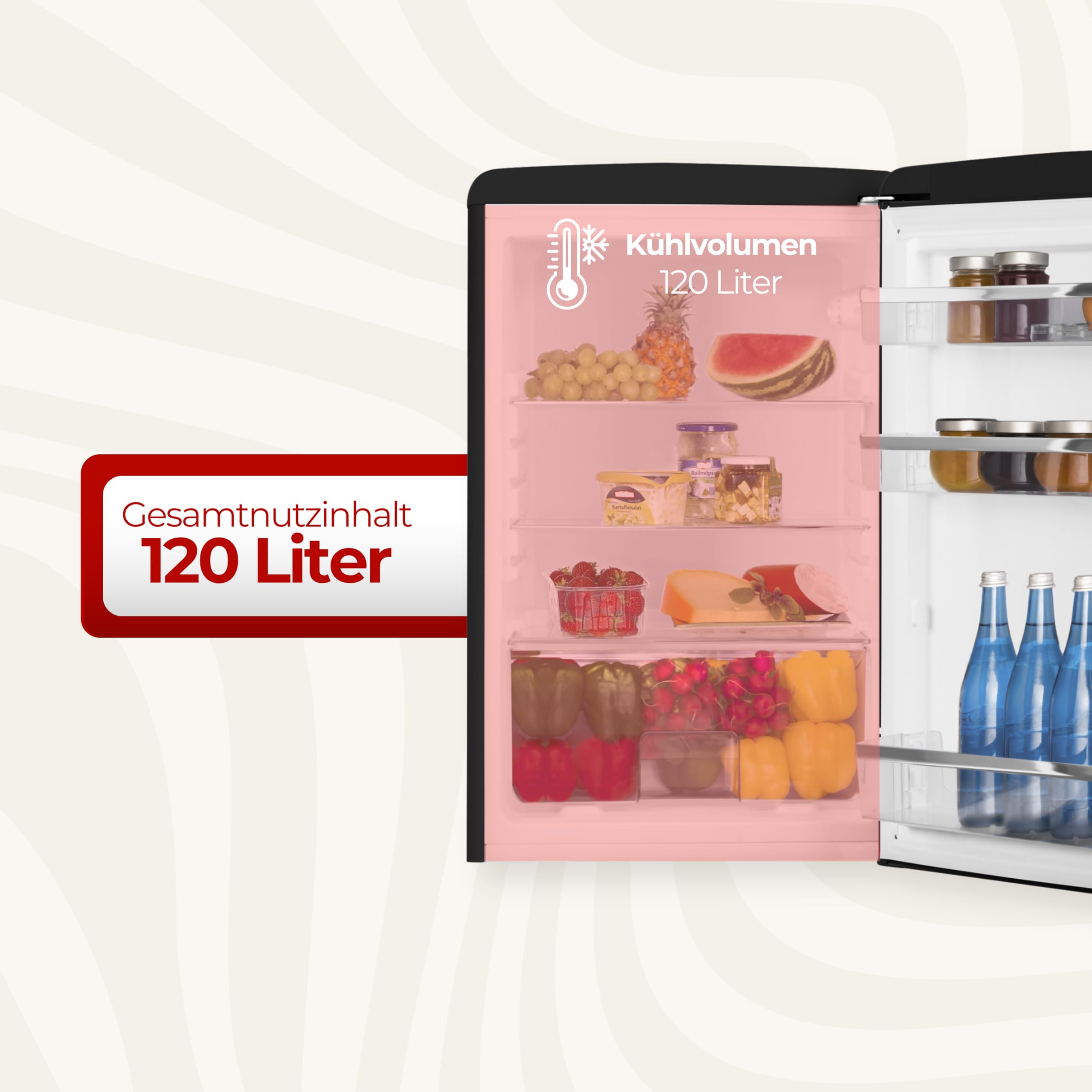 Amica Retro Vollraum-Kühlschrank 120 L 87,5 x 55 x 61,5 cm VKS 15624-1 S