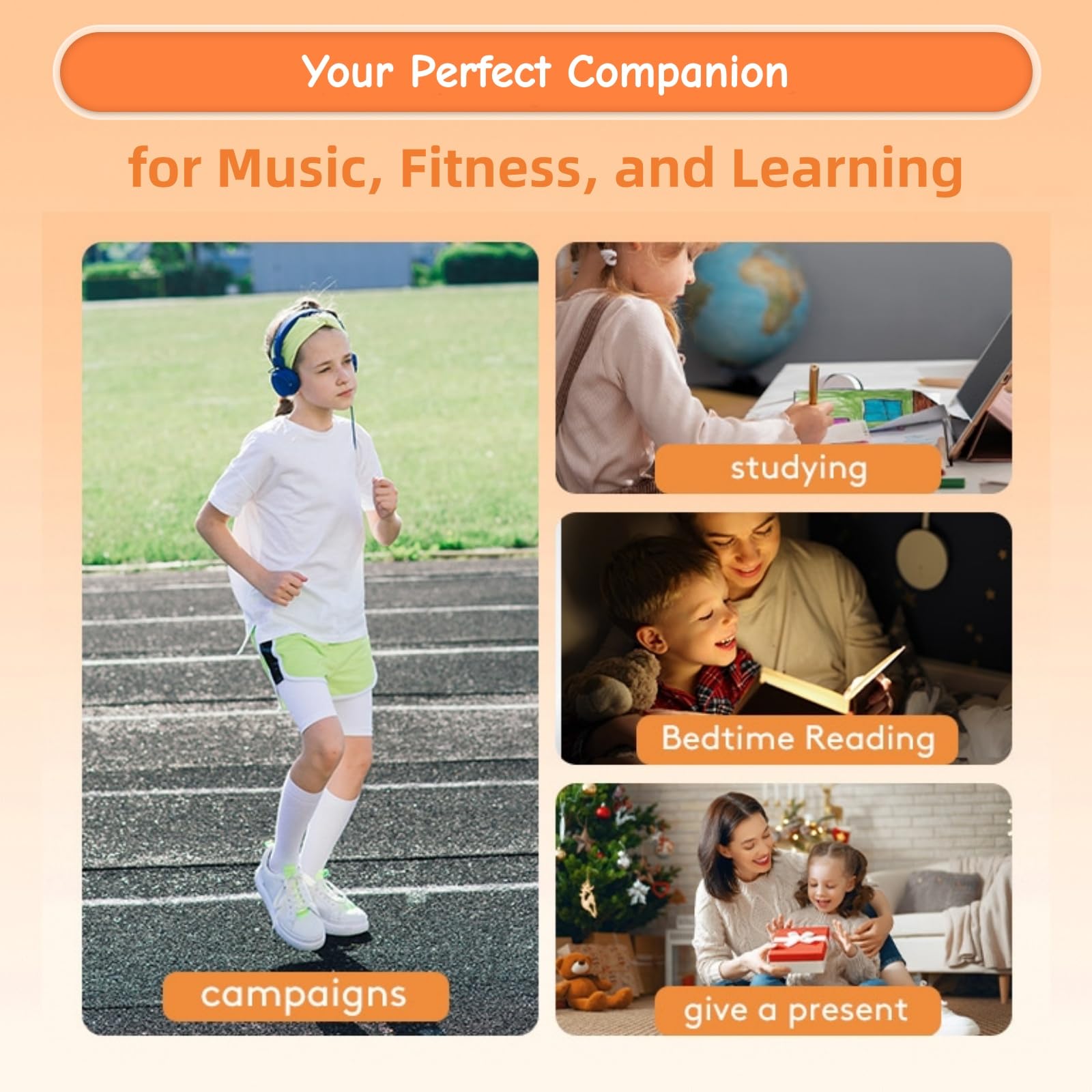 Reproductor MP3 de 96 GB con Bluetooth y WiFi, Android 14, Play Store, Spotify, Pandora, Amazon Music, Pantalla IPS de 4", MP3 y MP4 para niños con Family Link, Libby y Audible, hasta 512 GB.
