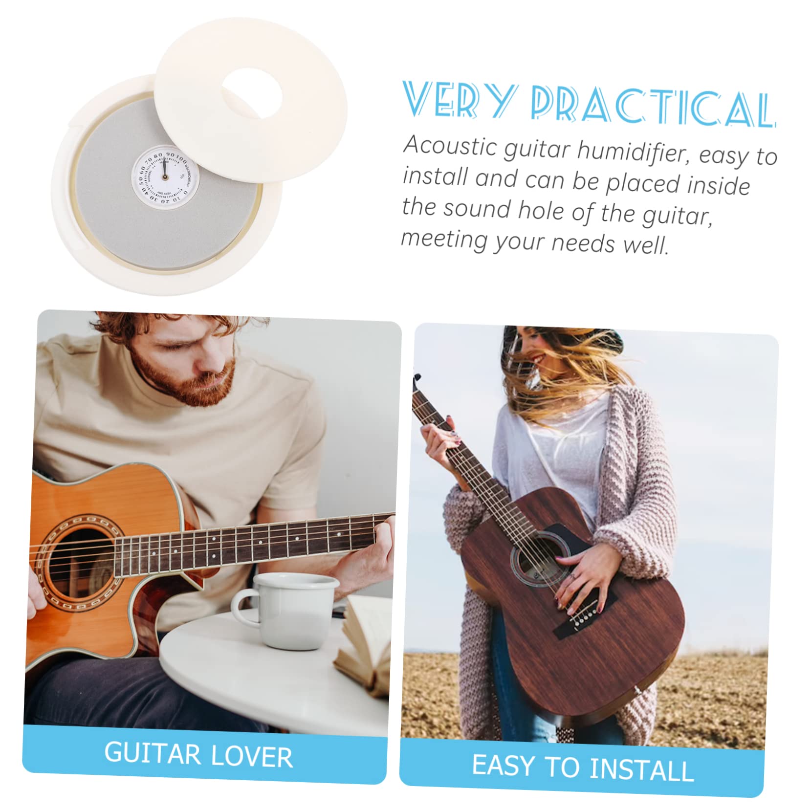 FUNOMOCYA Guitar Humidifier Kit Acoustic Guitar Care Soundhole Humidifier for Men Hygrometer Included