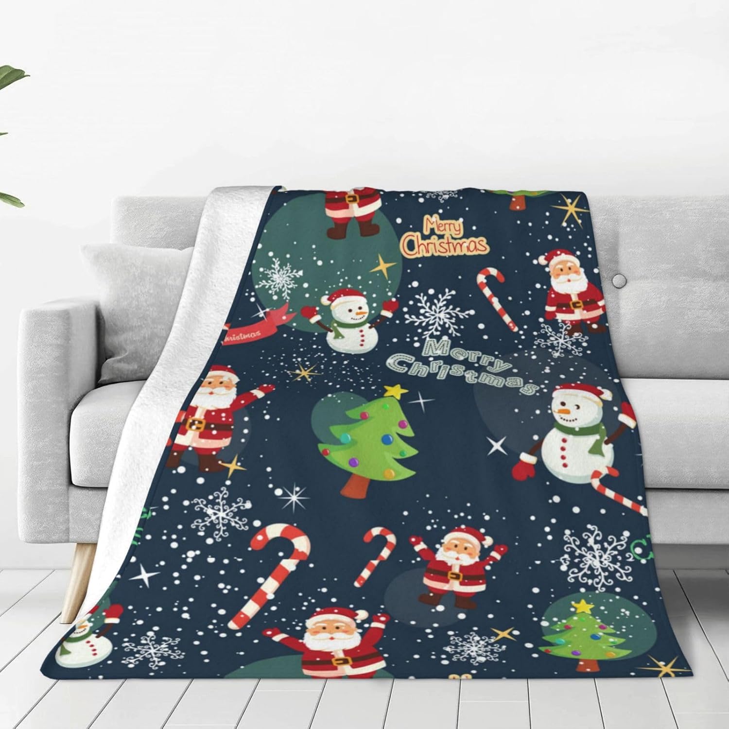 Throw Blanket,Abstract Christmas Tree Red Gold Super Soft Microfiber Warm Blanket for Couch Lightweight Blanket for Bed Chairs,50x60 Inch