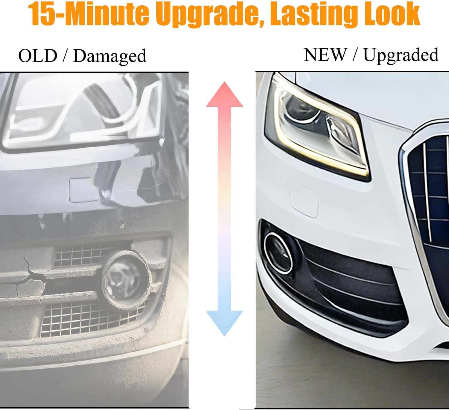 Black Front Bumper Lower Fog Light Cover Grill Grilles Insert Pair Compatible with Audi Q5(8R) MK1 2013-2017, ABS Lamp Grille Left & Right Side Replace 8R0807681M 8R0807682J