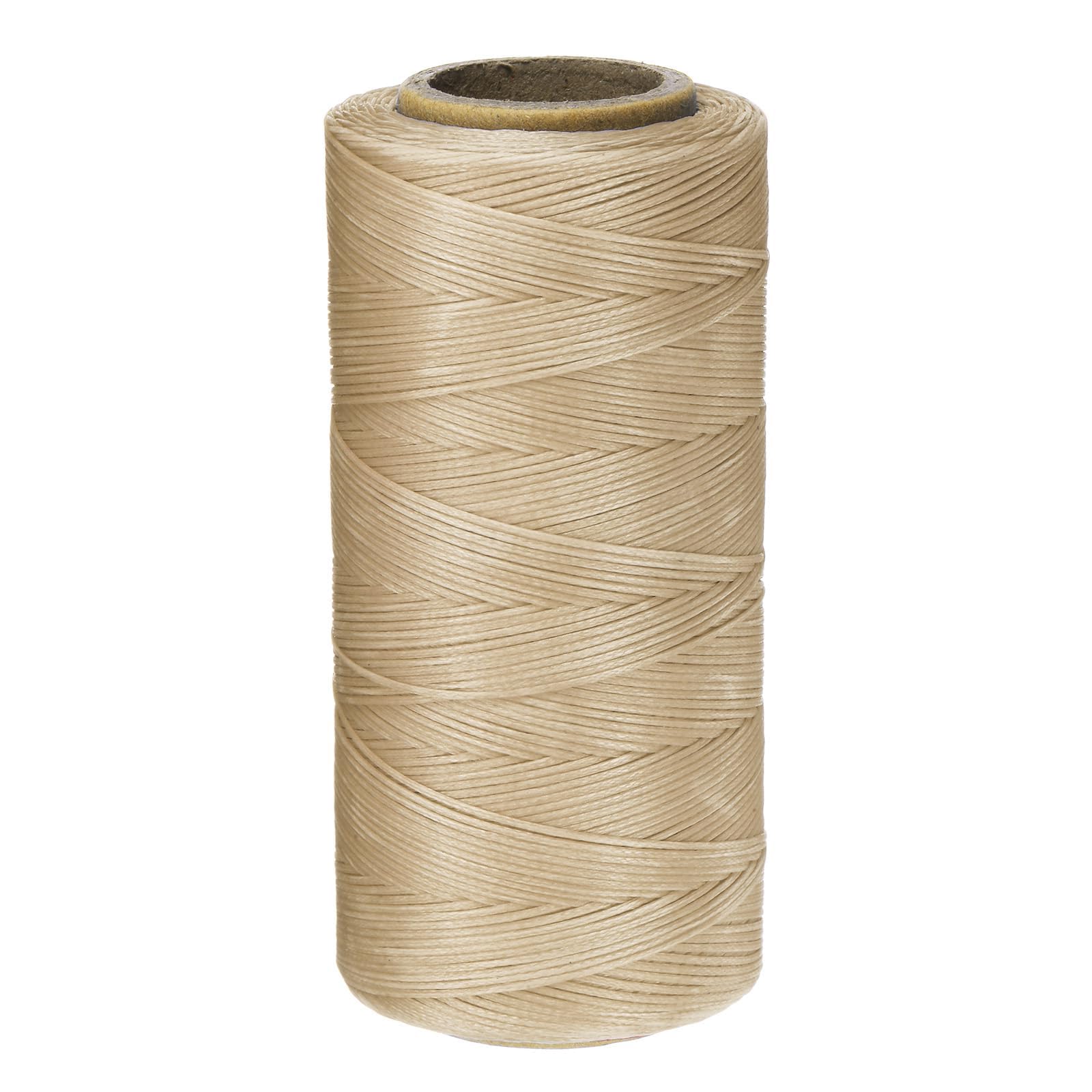 Unifizz 150D 0.8mm Waxed Thread Sewing, 284 Yards Polyester Leather Sewing Waxed String for Hand Stitching, Leather Repair，DIY Craft Work, Bookbinding Projects - Light Khaki
