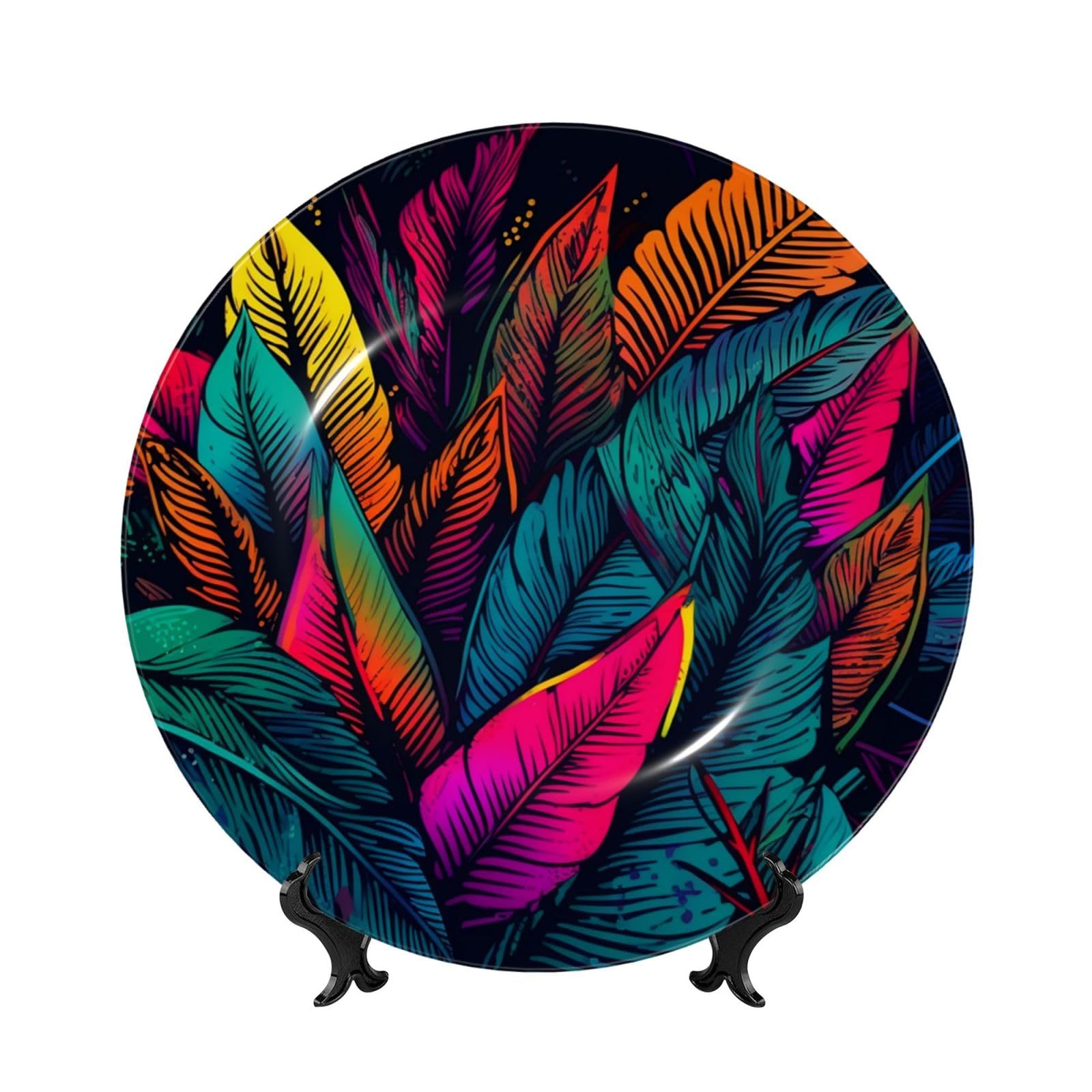 Assiette décorative en porcelaine tropicale 25,4 cm céramique fait main