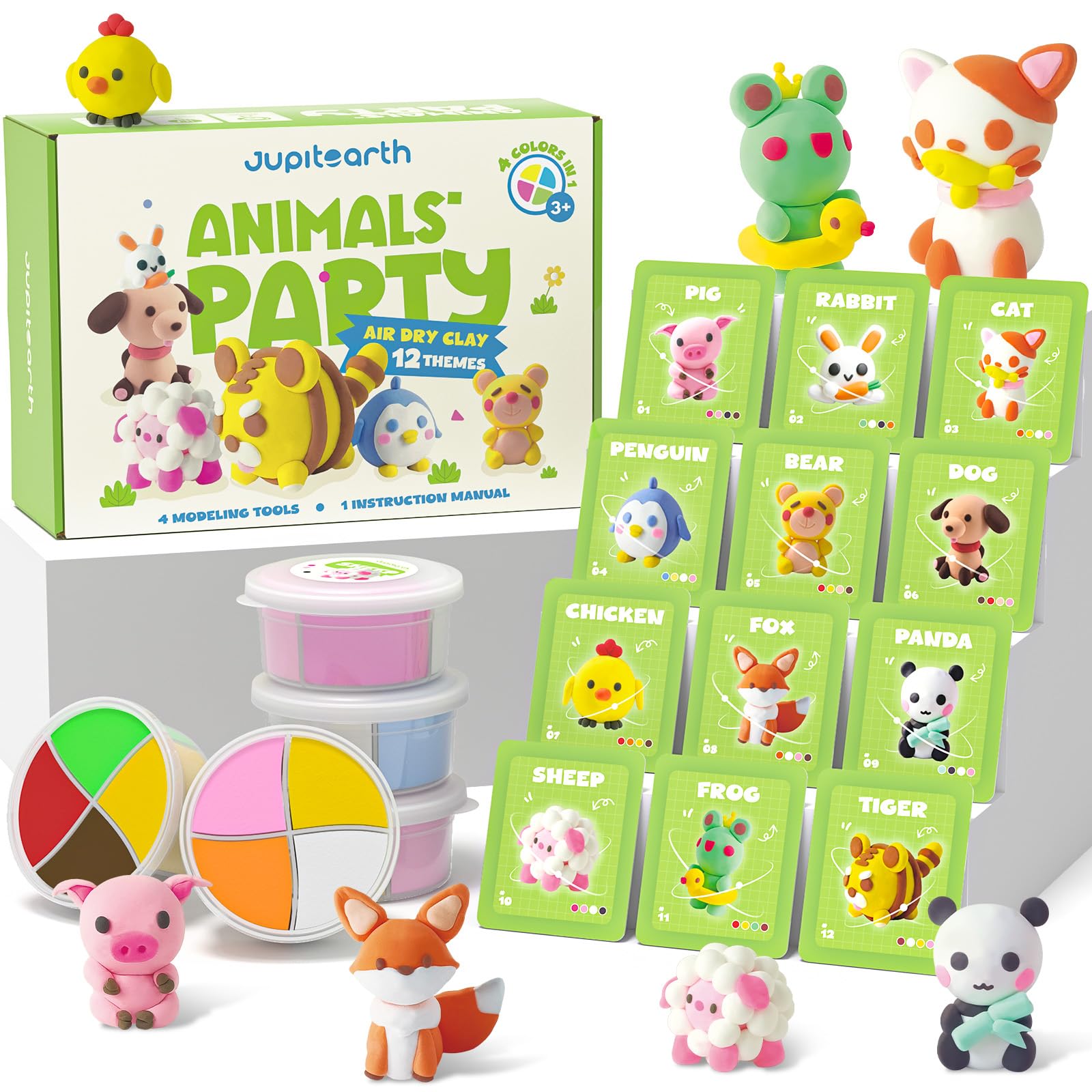 Air Dry Clay for Kids,12 Animals Theme Party Foam Clay,Ultra Light Modeling Clay Kit, DIY Art and Home Party Favors for Boys & Girls (Animal)