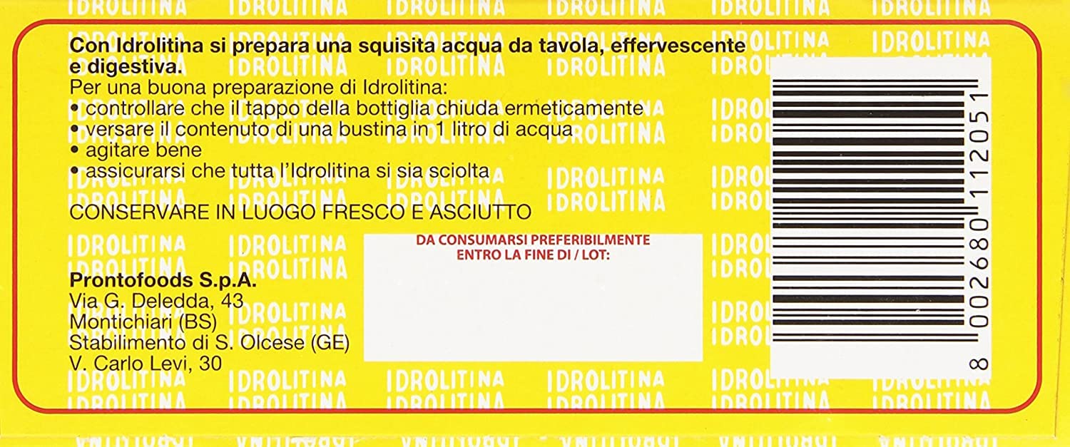 Ristora Idrolitina Lot de 12 poudres rafraîchissantes pour eau minérale 220 g d'eau de table préparée