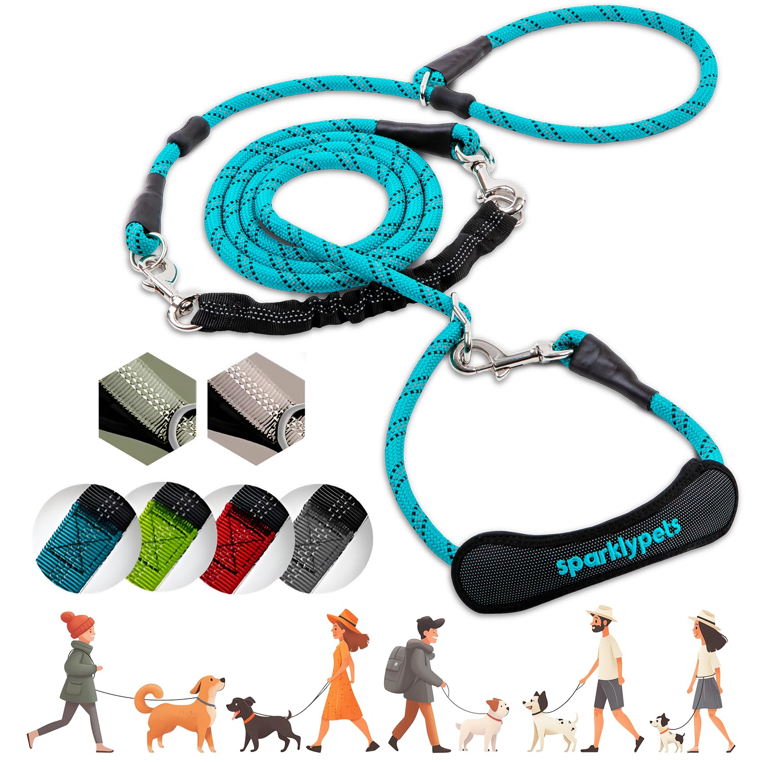 SparklyPets Bungee Rope Handsfree Leash