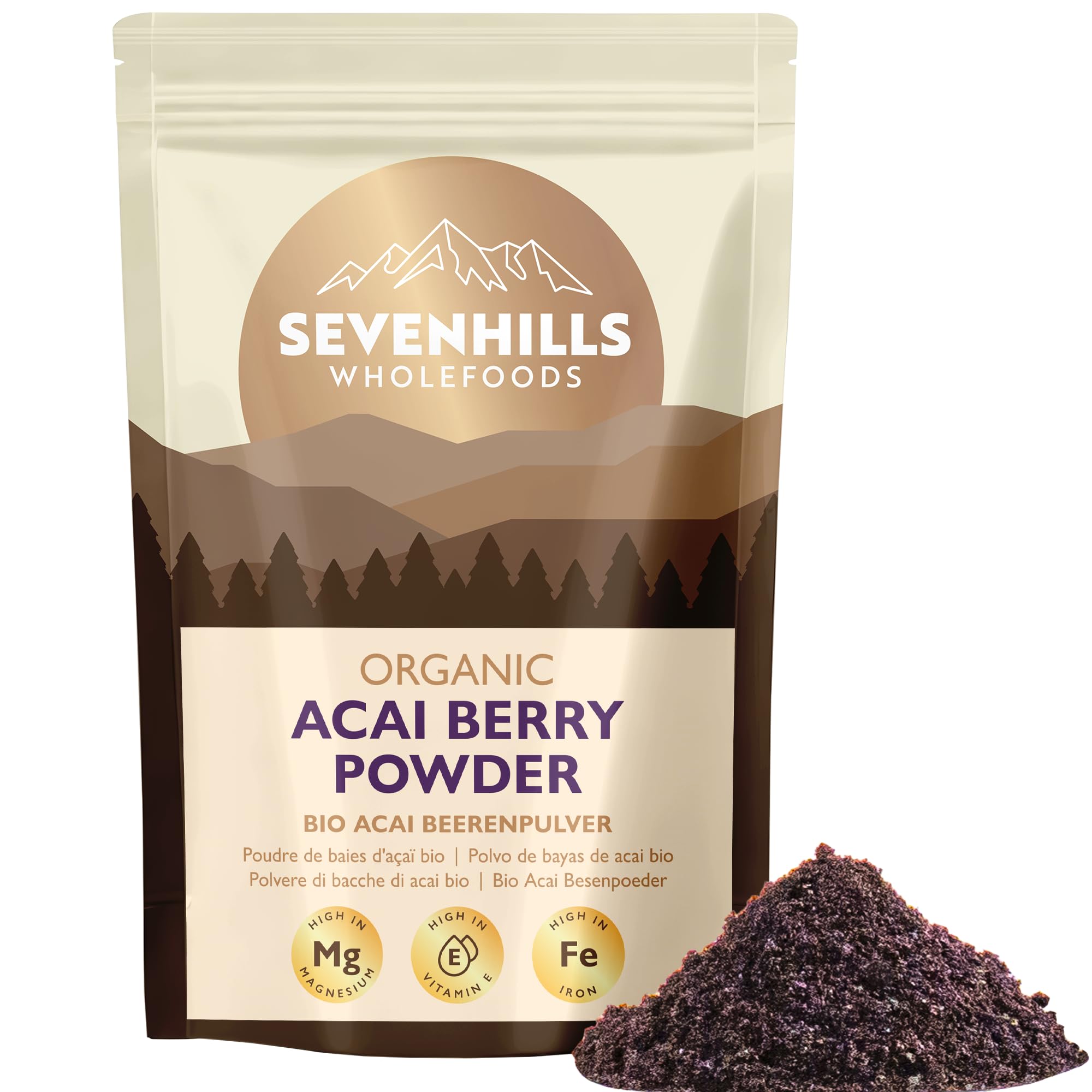 Sevenhills Wholefoods Poudre De Baie D'Açaï Bio 500g | Lyophilisé | Brésil