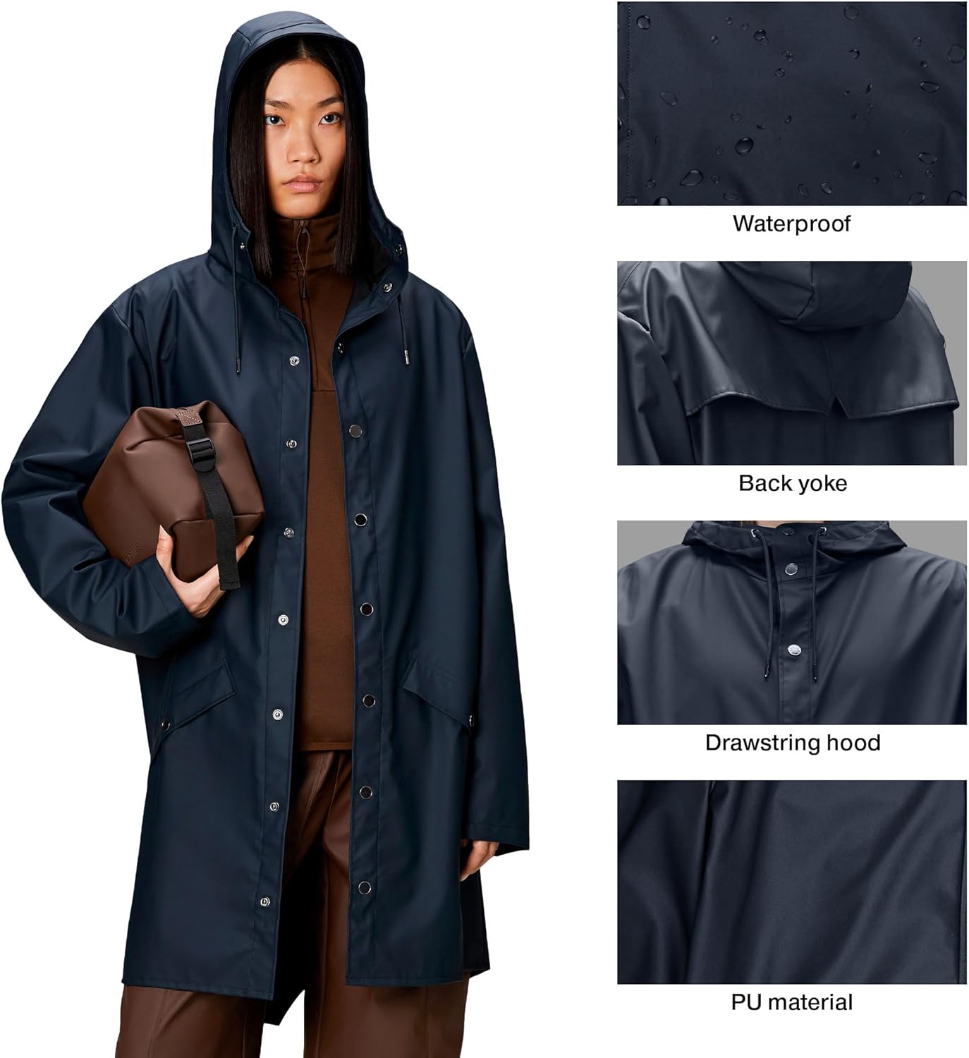 RAINS Long Jacket - Waterproof Jacket for Men and Women - Windproof Lightweight Coat Unisex, 2 Year Product Warranty - Image 4