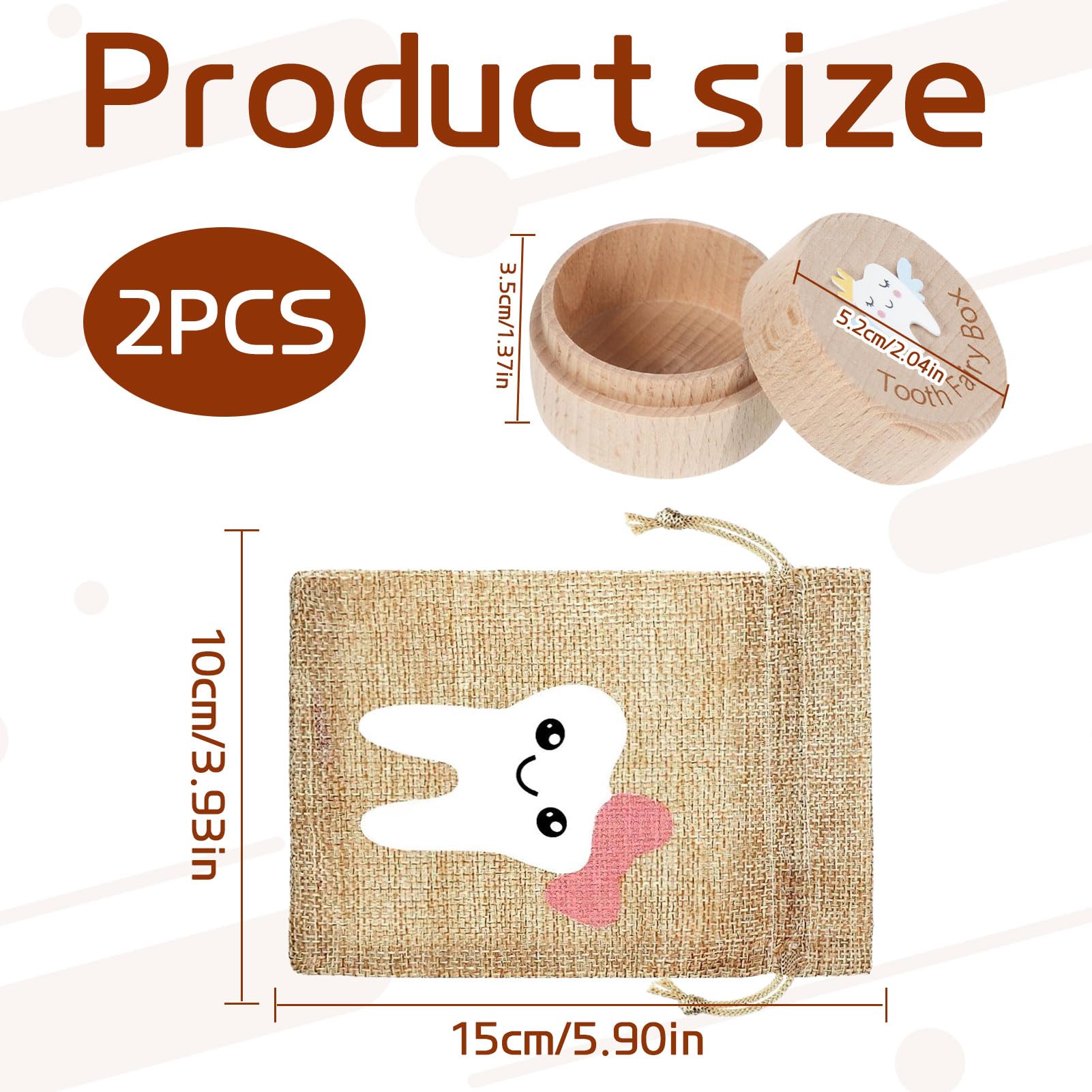 Tooth Fairy Box, 1 pcs Tooth Box with 1 pcs Fairy Bag, 3D Carved Wooden Teeth Keepsake - Image 2