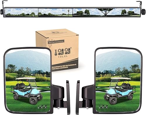 10L0L Espejo lateral plegable para carrito de golf y espejo retrovisor de 4 paneles, ajuste universal EZGO Club Car Yamaha, combo de espejos