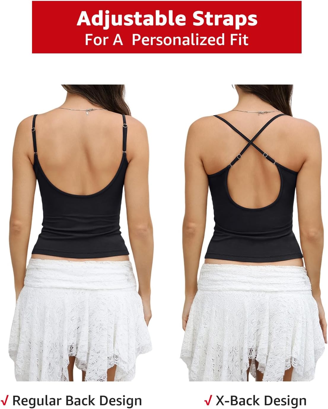 Womens Cotton Scoop Neck Tank Top Adjustable Spaghetti Strap Camisole Basic Summer Fitted Backless Shirts 2026 - Image 5
