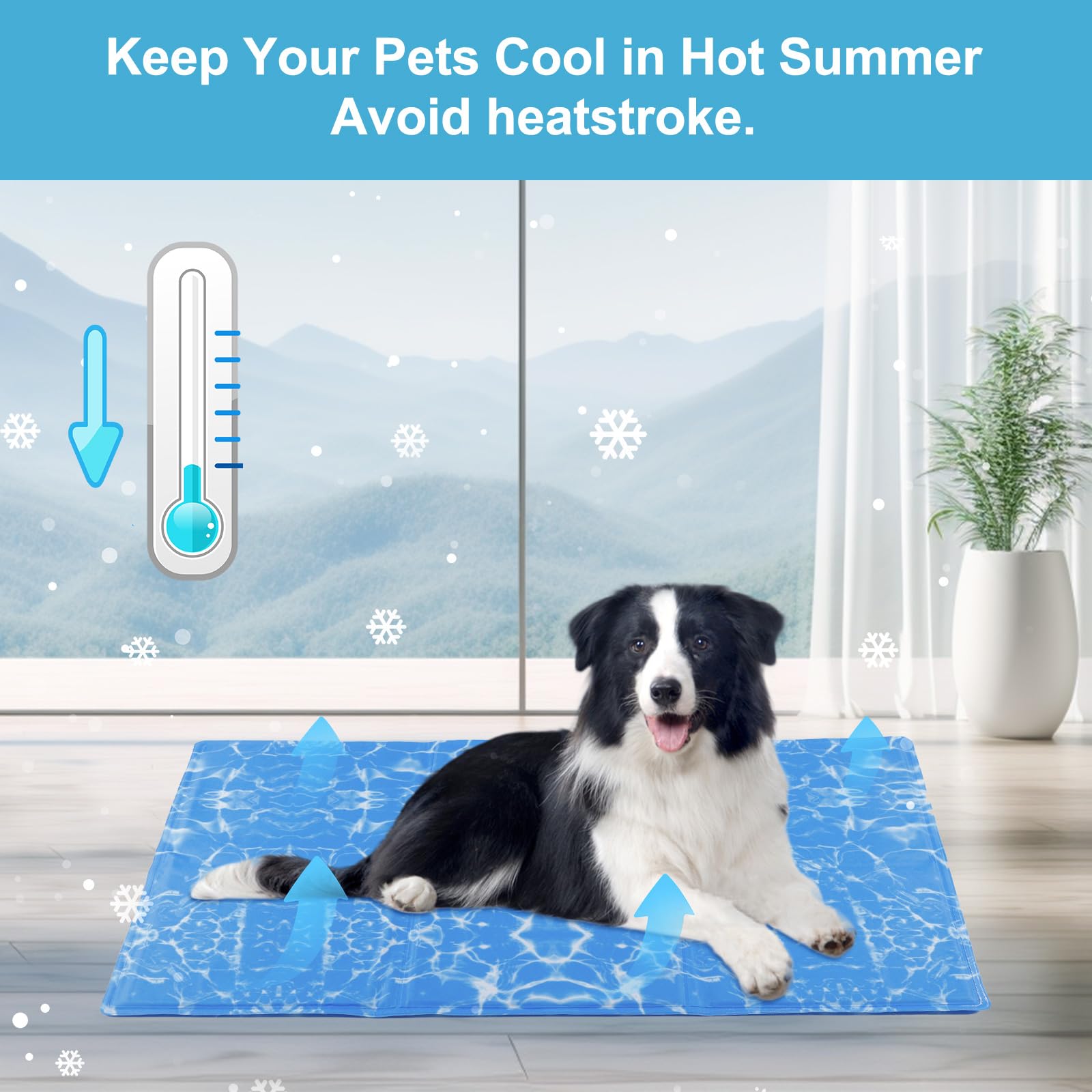 DEWEL Tappetino Refrigerante Cani e Gatti, Materassino Cane 50 x 90 cm, Adatto per Animali Domestici di Peso Inferiore a 25 kg, Raffreddamento Estivo del Lettino per Cani, Blu