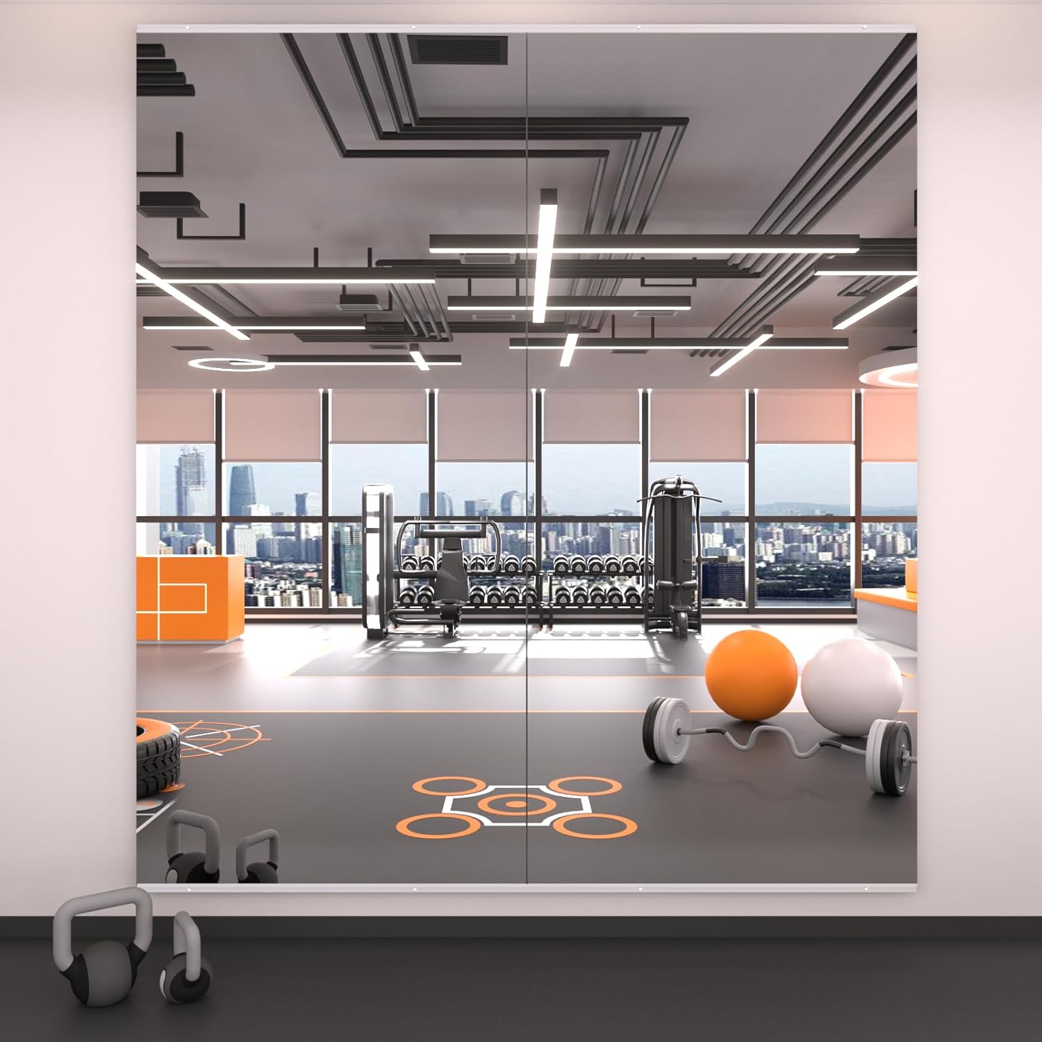 LOAAO Home Gym Mirror, 72"x32"-2 PCS Gym Mirrors for Wall, Frameless, Tempered Glass, Large Workout Mirrors for Home Gym, Dance Studio, Yoga Room, Garage Gym