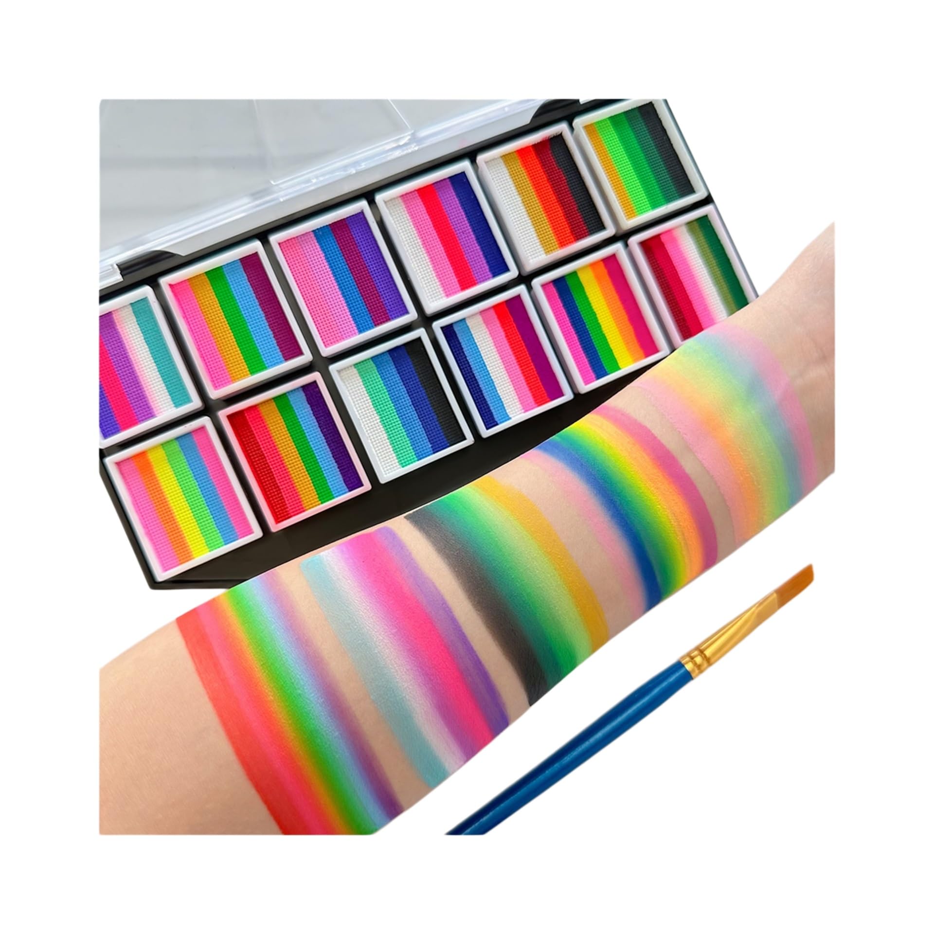 paleta de pintura corporal Paleta de 12 colores a base agua: pintura facial y corporal(2pcs-B)