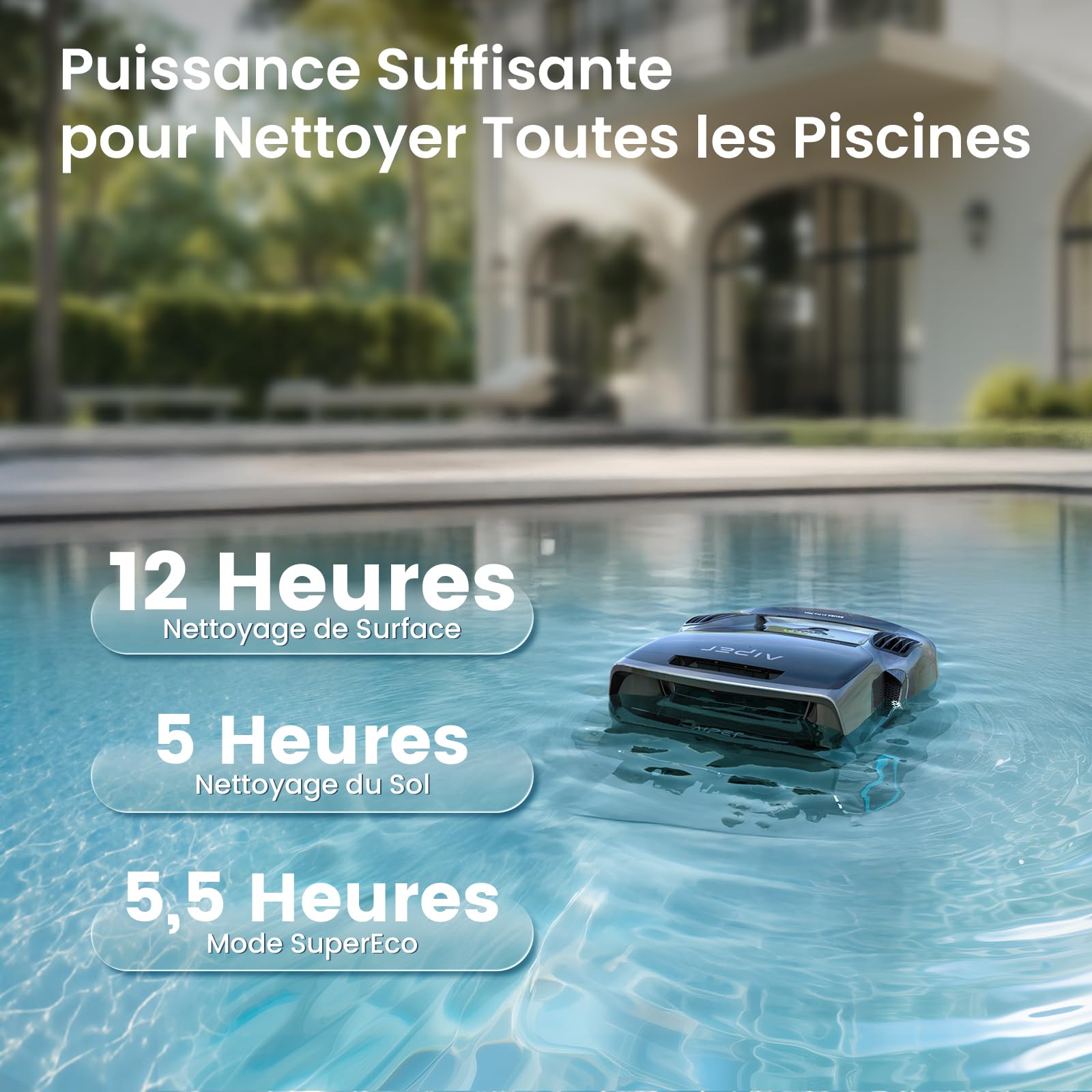 AIPER Scuba X1 Pro Max Robot Piscine Premium avec Écumeur de Surface, Cartographie Intelligente, Aspiration 32,000LPH, Filtration Ultra-Fine 3μm, Nettoyeur Piscine Enterrée Jusqu’à 300m²