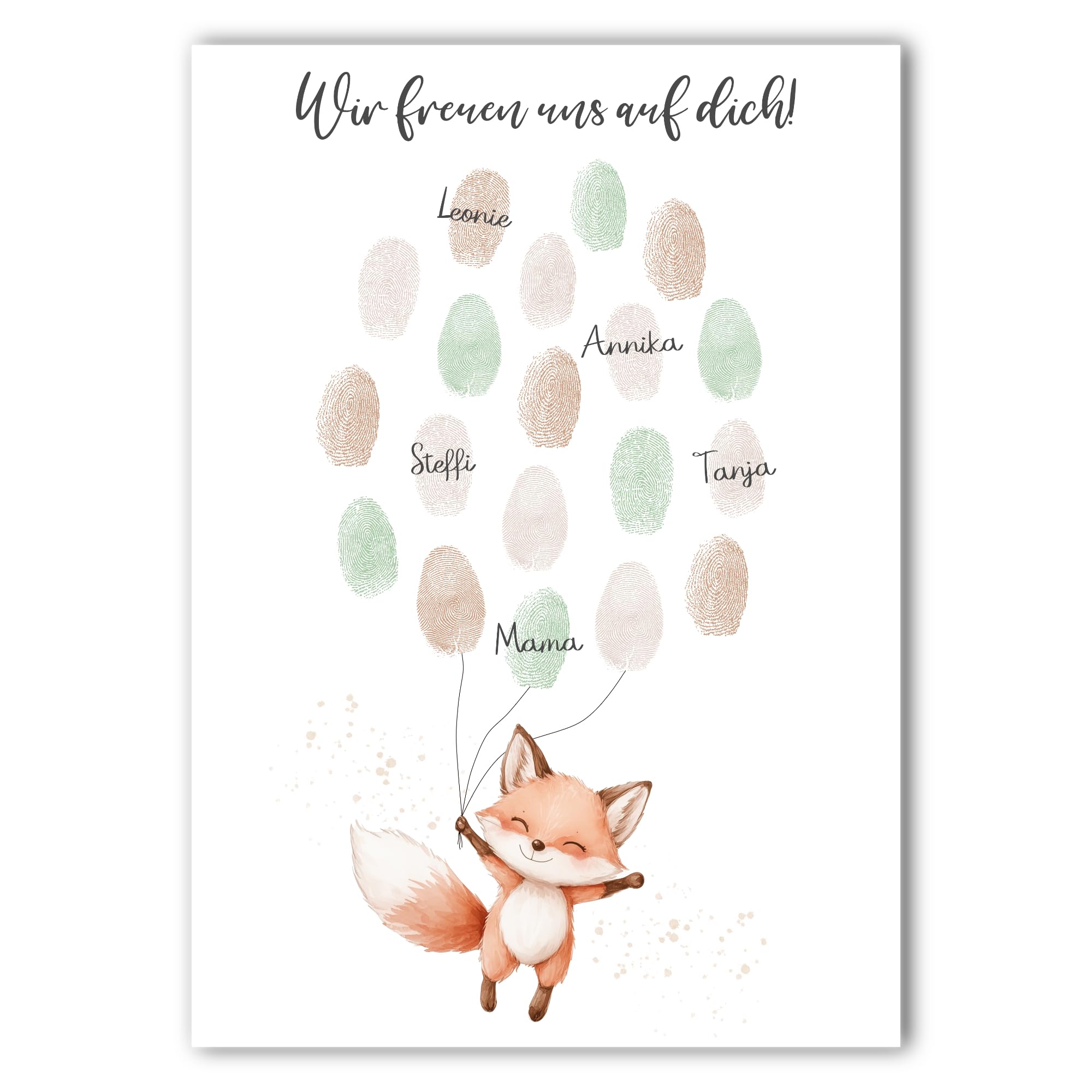 Babyparty Gästebild Fingerabdrücke | Junge Mädchen | Alternatives Gästebuch Poster | Gastgeschenk Baby Shower | Geburt (Fuchs)