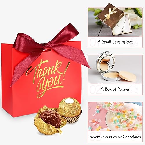 Miniatura 2 de DOYIDE Paquete de 60 pequeñas bolsas de regalo de agradecimiento, 4.5 x 1.8 x 3.9 pulgadas, cajas de regalo de fiesta con cinta de lazo, pequeñas