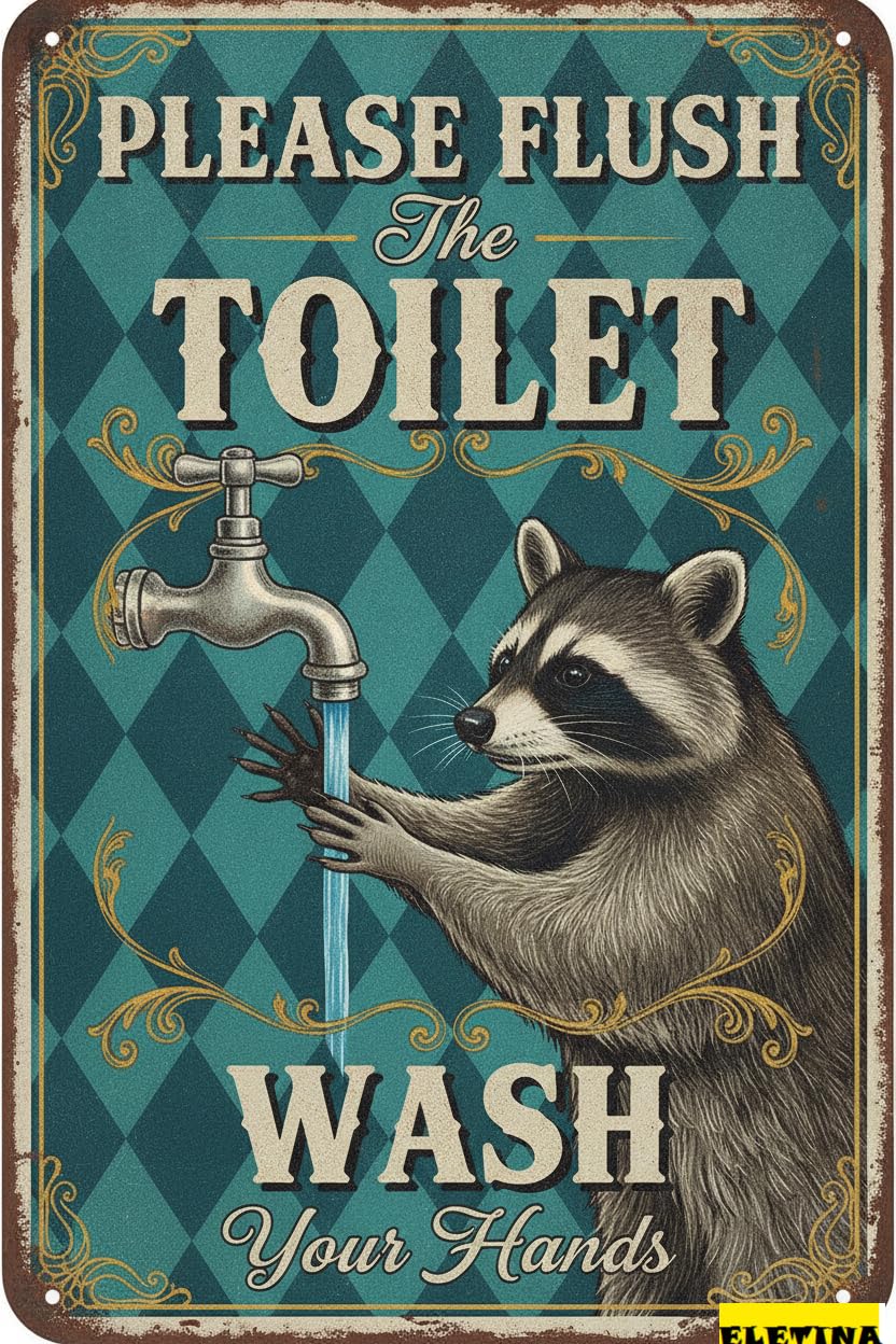 Please Flush The Toilet Vintage Tin Sign, 8x12 Inch
