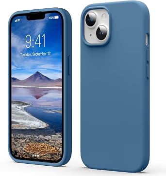 Liquid Silicone Case for iPhone 15 Plus, [Scratch-Resistant, Anti-Fingerprint, Shockproof] Ultra Slim Protective Phone Case, 4-Layer Cover with Microfiber Lining, Silky-Soft Touch, Blue