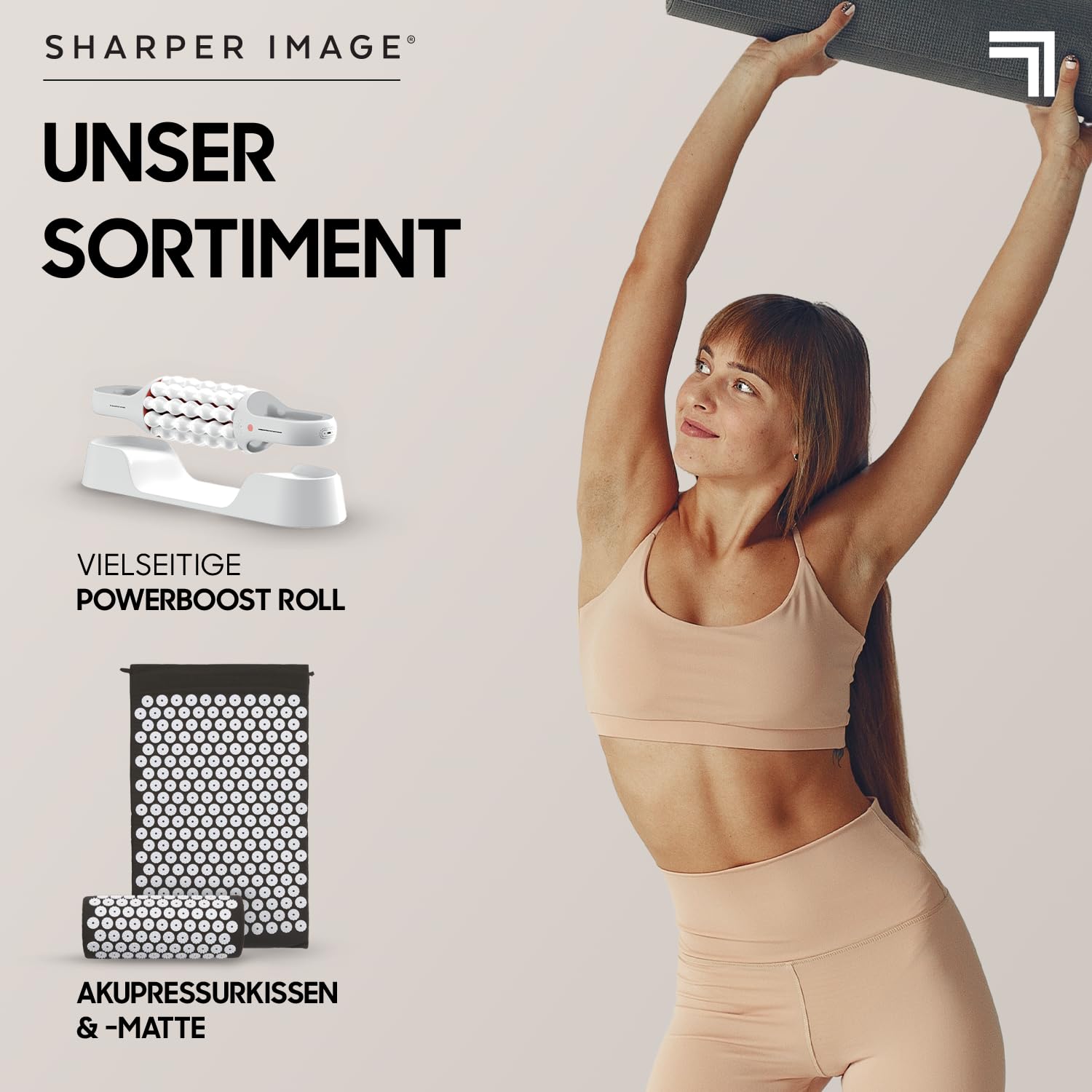SHARPER IMAGE - Kabellose & wiederaufladbare Multi-Zonen-Massagerolle