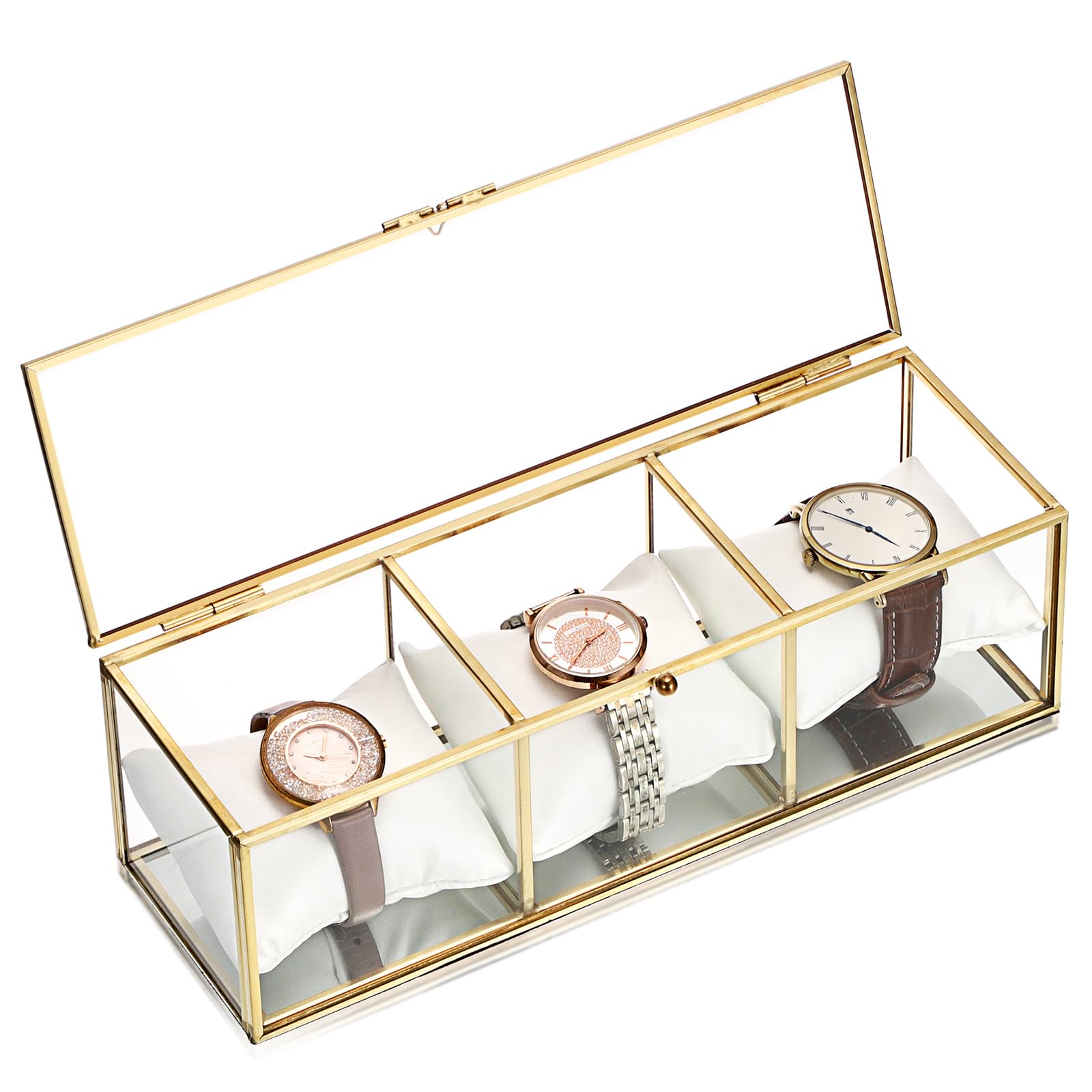 Boîte à montres en verre doré de qualité supérieure pour bureau