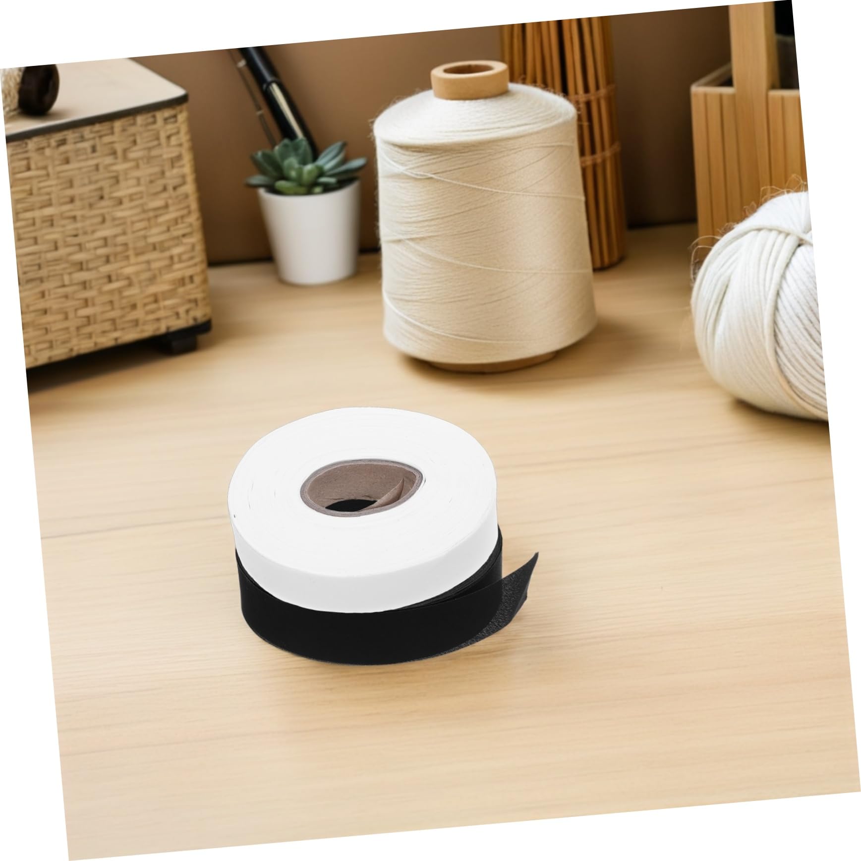 HOMSFOU Köperband Saumband für Gardinenkanten 4 Rollen 45m X 3cm Polyester Einfache Montage mit Elegantem Twill Design für Vorhänge in Haus und Büro
