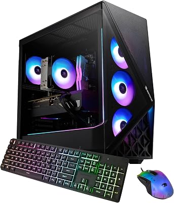iBUYPOWER Slate Gaming PC Desktop Computer Intel Core i7 14700F CPU, NVIDIA GeForce RTX 5060 8GB GPU, 32GB DDR5 RGB 5200MHz RAM, 1TB NVMe SSD, Windows 11 Home, Gamer Keyboard and Mouse - SBI7N5601