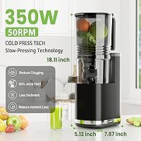 Vista 6 de Exprimidor de prensa en frío, máquina exprimidora de canal de alimentación extra grande de 6.5 pulgadas, máquinas exprimidoras de masticación lenta