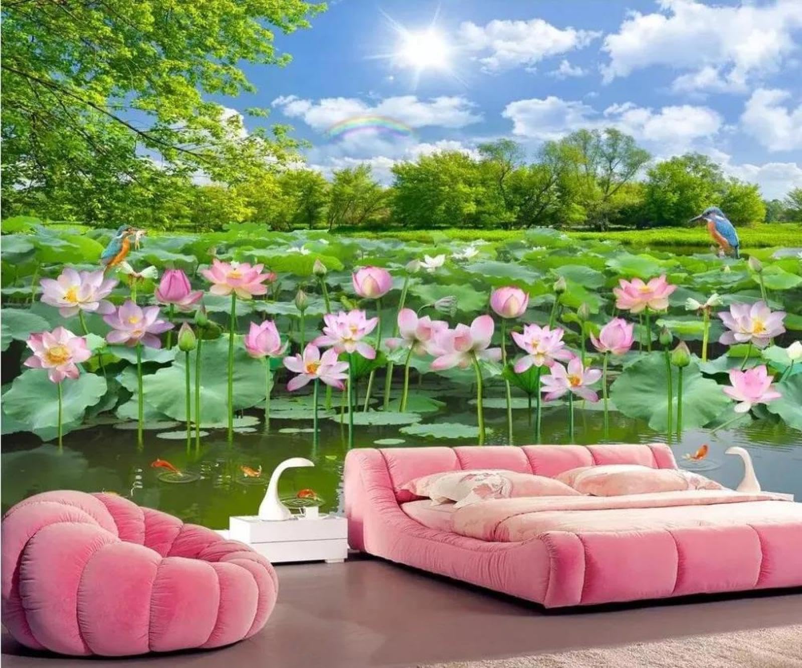 Papier peint 3d fleurs paysage maison chambre salon mur intissé