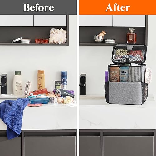 Miniatura 7 de Lifewit Bolsa de ducha de malla portátil para dormitorio universitario, bolsa de mano esencial para baño, gimnasio, viajes, campamento, de secado