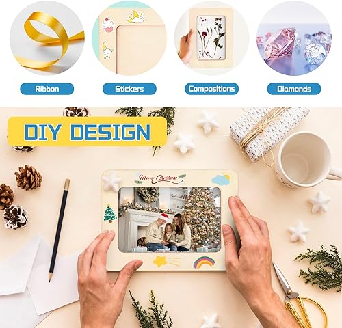 Vista 35 de Paquete de 15 marcos de fotos de madera para manualidades, marcos de fotos de madera para fotos de 4 x 6 pulgadas, marcos de fotos de pie sin