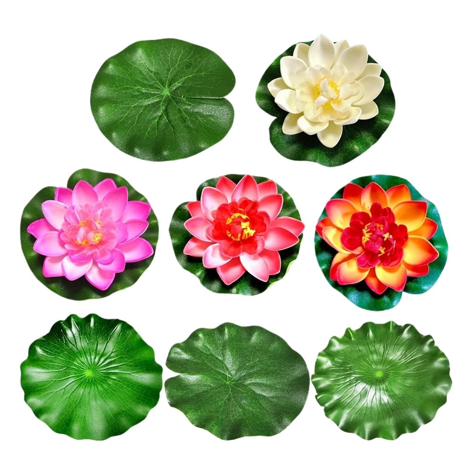Water Lily Plants For Ponds Small 8pcs Simulated Leaf Artificial Water Lily Floating Pond Decorations Pool Garden Aquarium Fish Tank Props Nature Style
