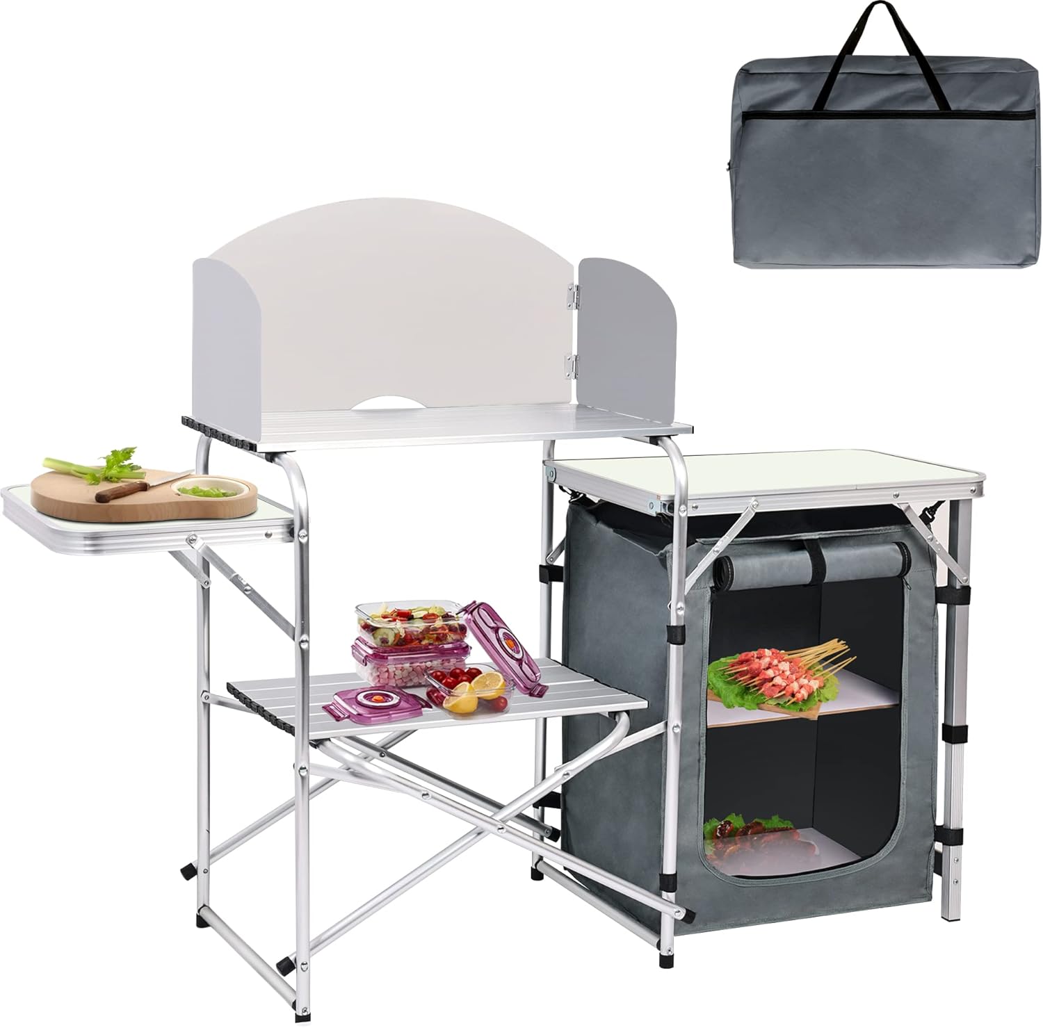 AHB Camping Kitchen Table Camp Cook Table Portable Folding