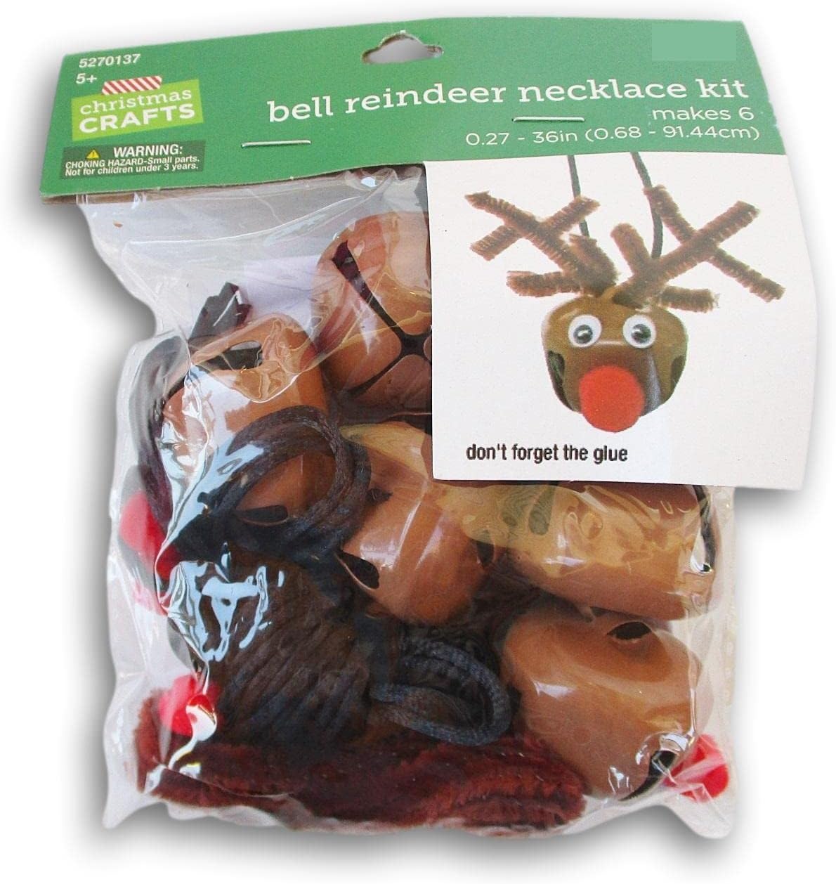Jingle Bell Reindeer Necklace Craft Kit Makes 6 Necklaces