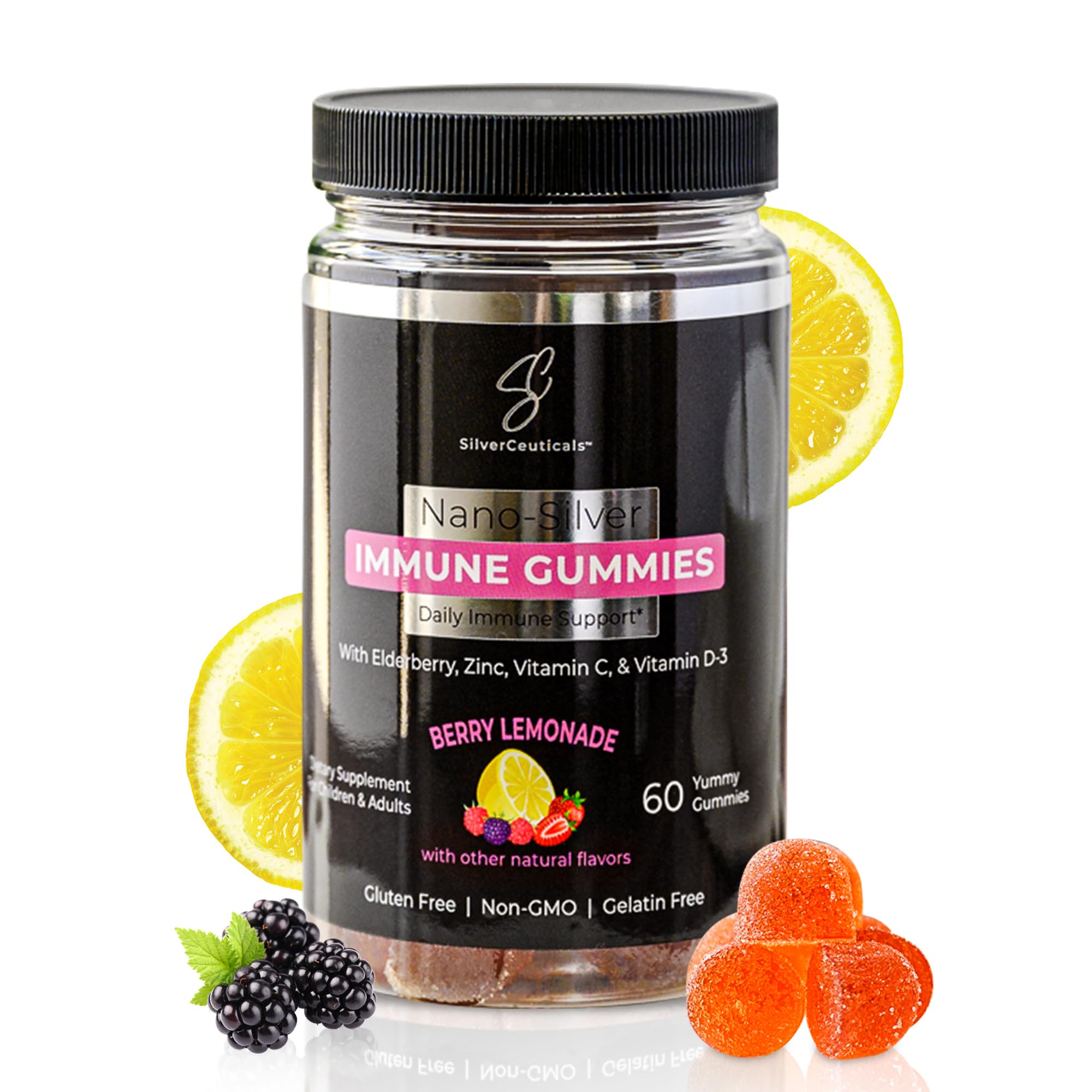 Sponsored Ad - Immune Gummies - Sambucus Elderberry - Vitamin C & D - Zinc - Save Your Sick Days - Kids & Adults - Safe Ages 4 & Up - Nano Colloidal Silver - Gluten & Gelatin Free Non-GMO - Berry Lemonade - 60 Count