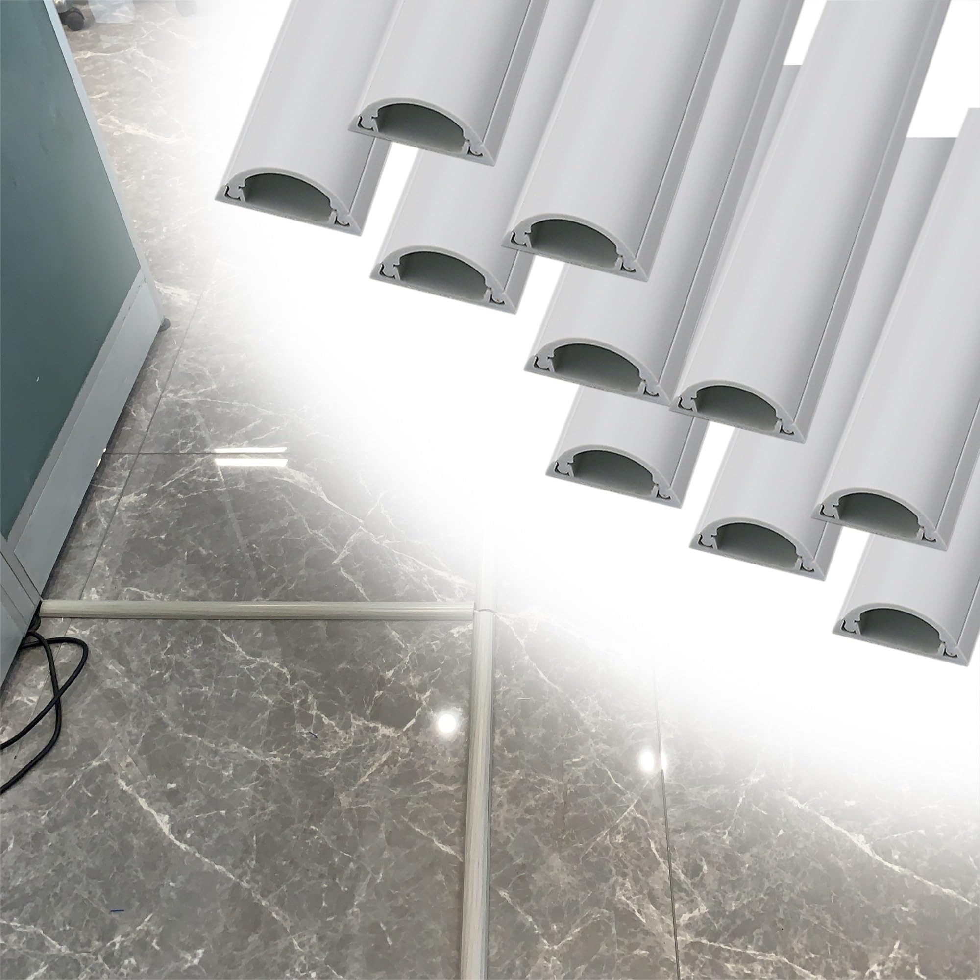 calpestabile passacavi Canalina Per Cavi In ​​PVC Effetto Legno Da 50, 100, 150, 180 Cm Di Lunghezza, 1, 2, 5, 10 Pezzi, Copricavo Bianco Per Casa, Ufficio,(10 PCS,L x Outer Width 180cm x 22mm)
