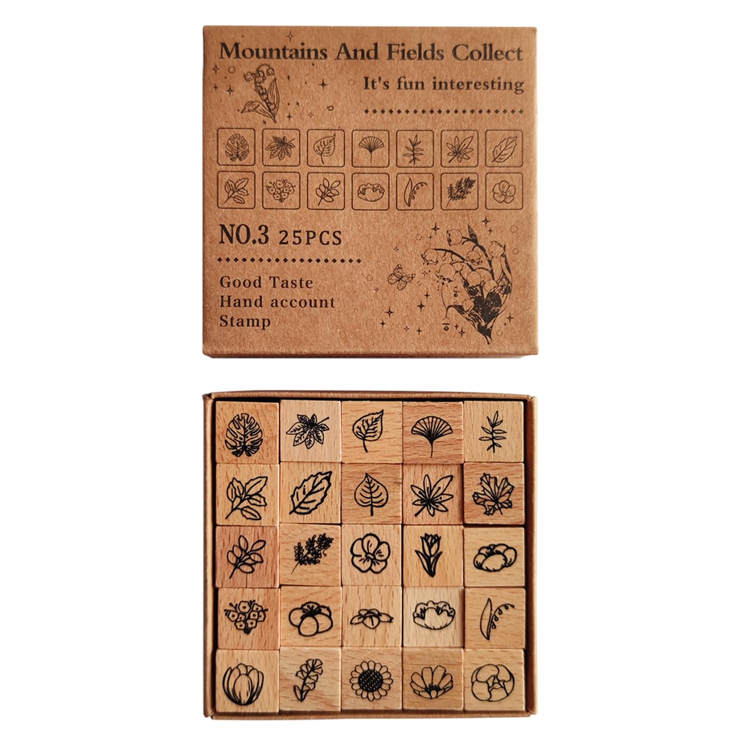 Plant Wood Stamps - 25 Leaf Designs -1