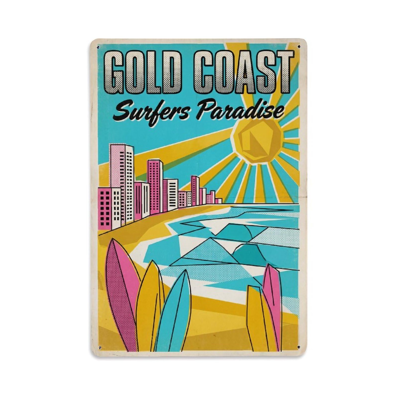Metal Tin Sign Retro Travel Australia Gold Coast