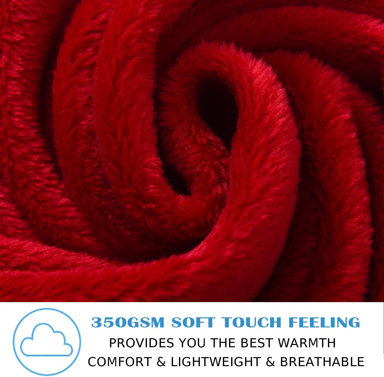OBOEY Polar Fleece Blankets King Size for Spring Summer All Season 350GSM Lightweight Microfiber Anti-Static for Bed, Couch, Home, Sofa, Car, Airplane, and Outdoors (King (90-Inch-by-108-Inch), Red)